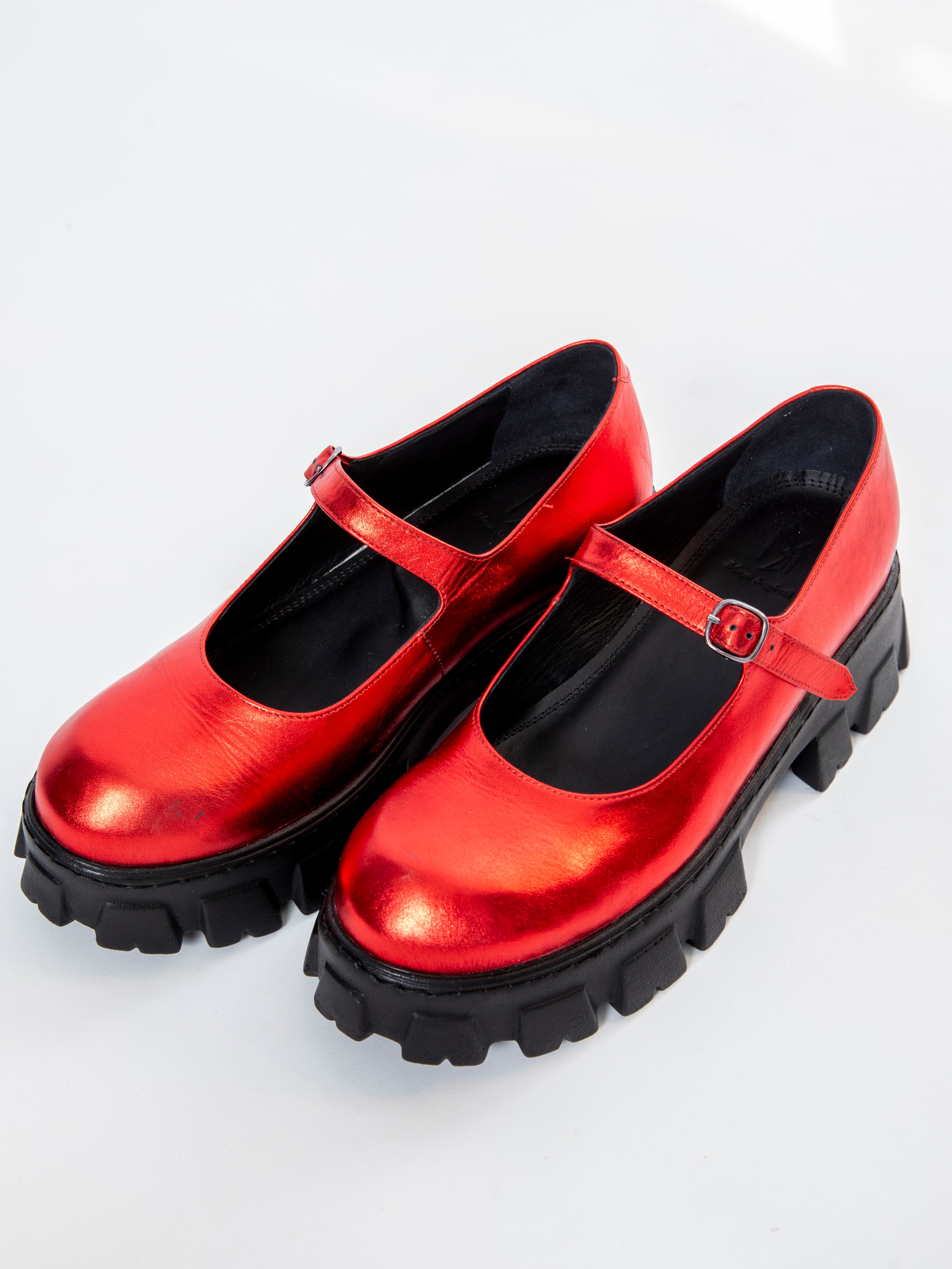 Handmade Derby Metallic Red