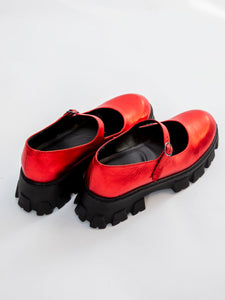 Handmade Derby Metallic Red