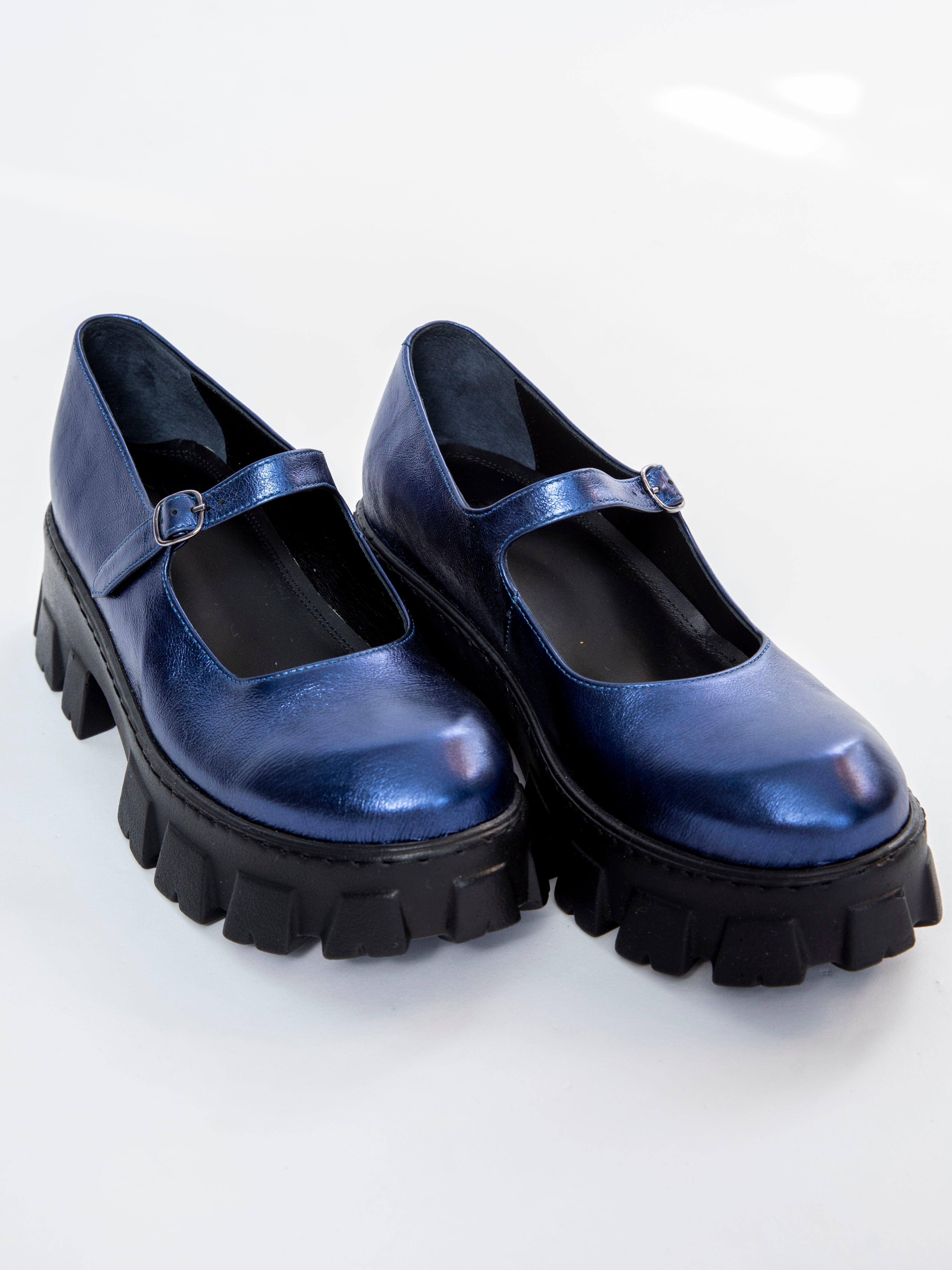 Handmade Derby Metallic Blue