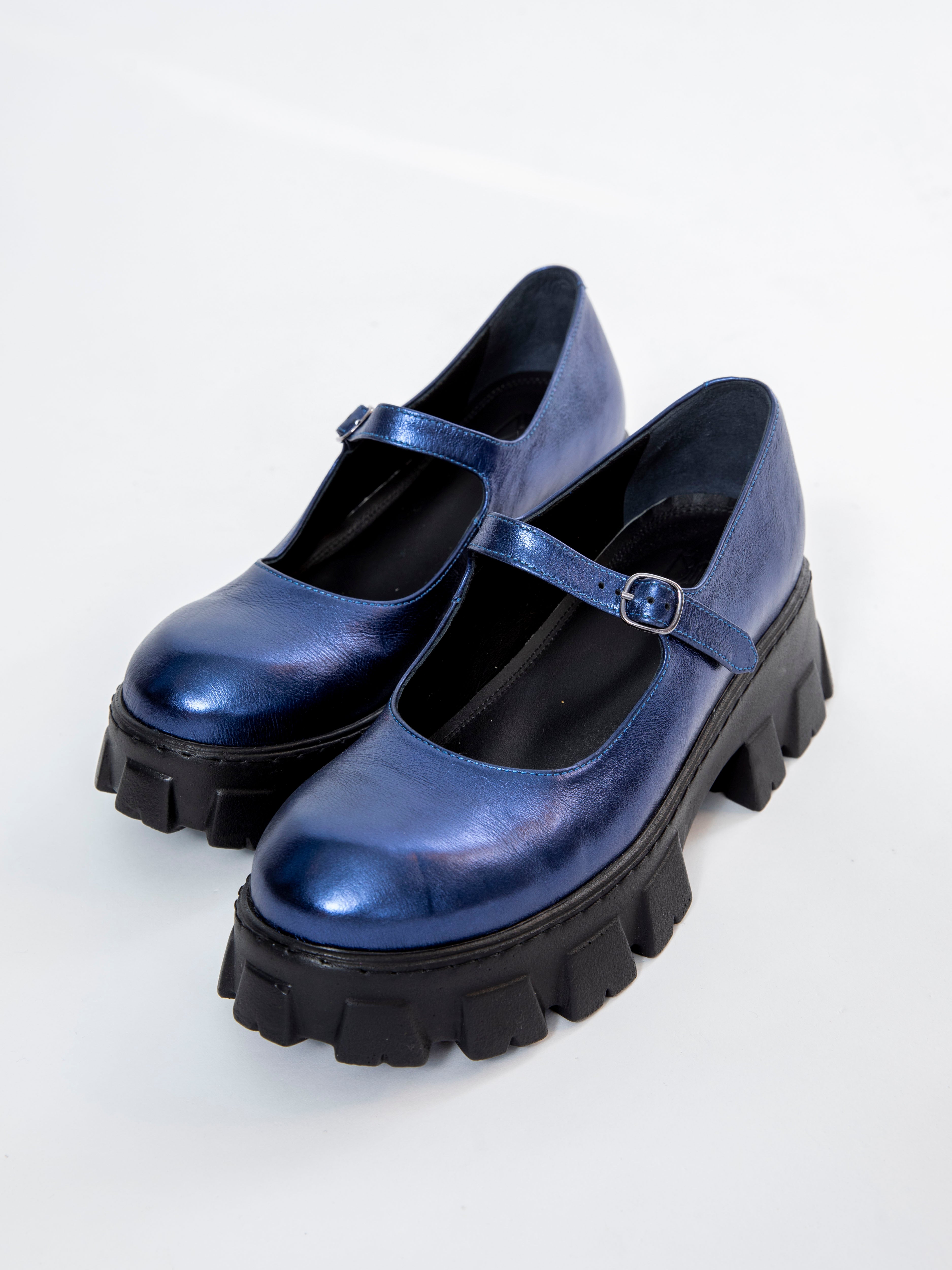 Handmade Derby Metallic Blue