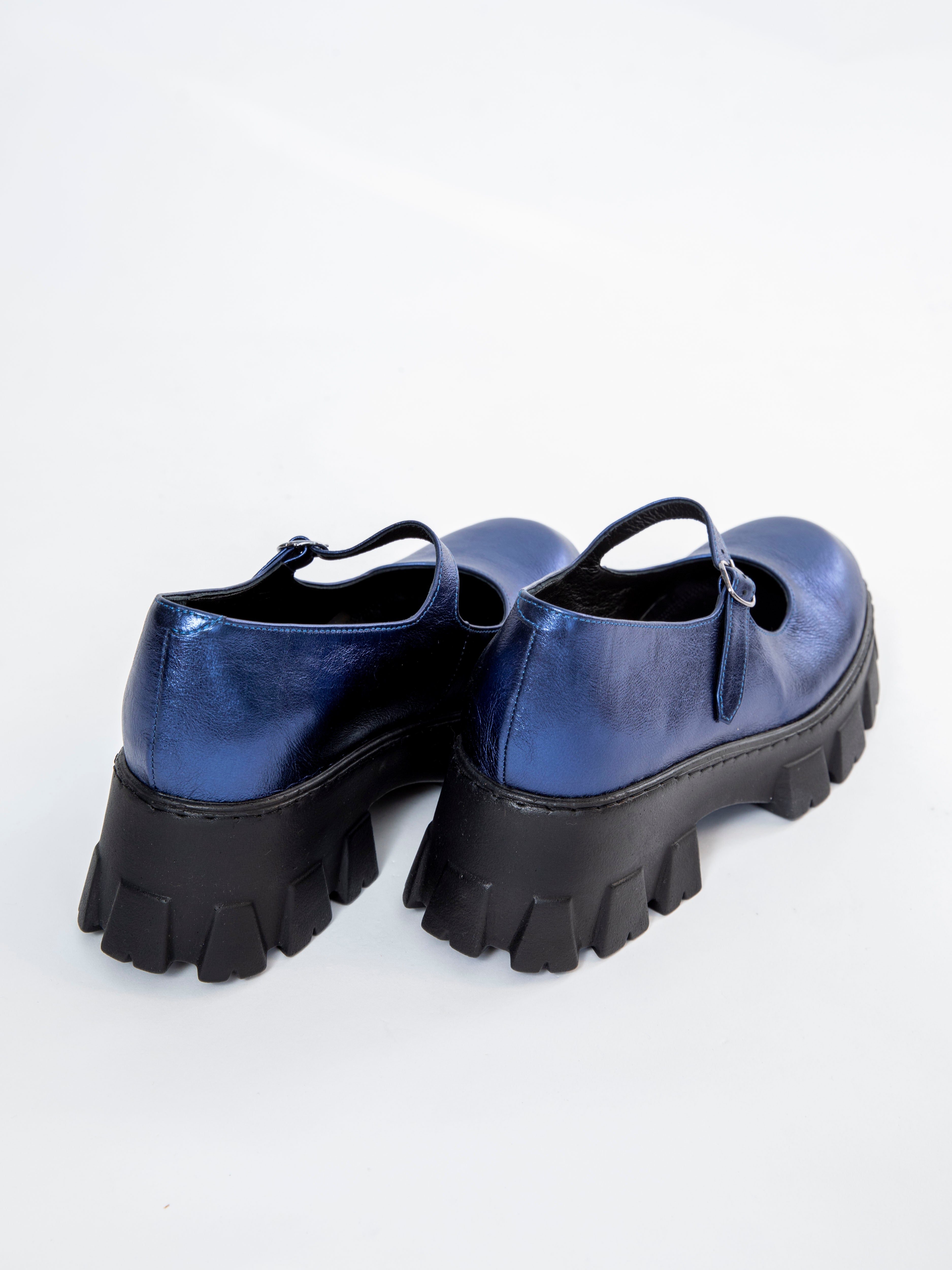 Handmade Derby Metallic Blue