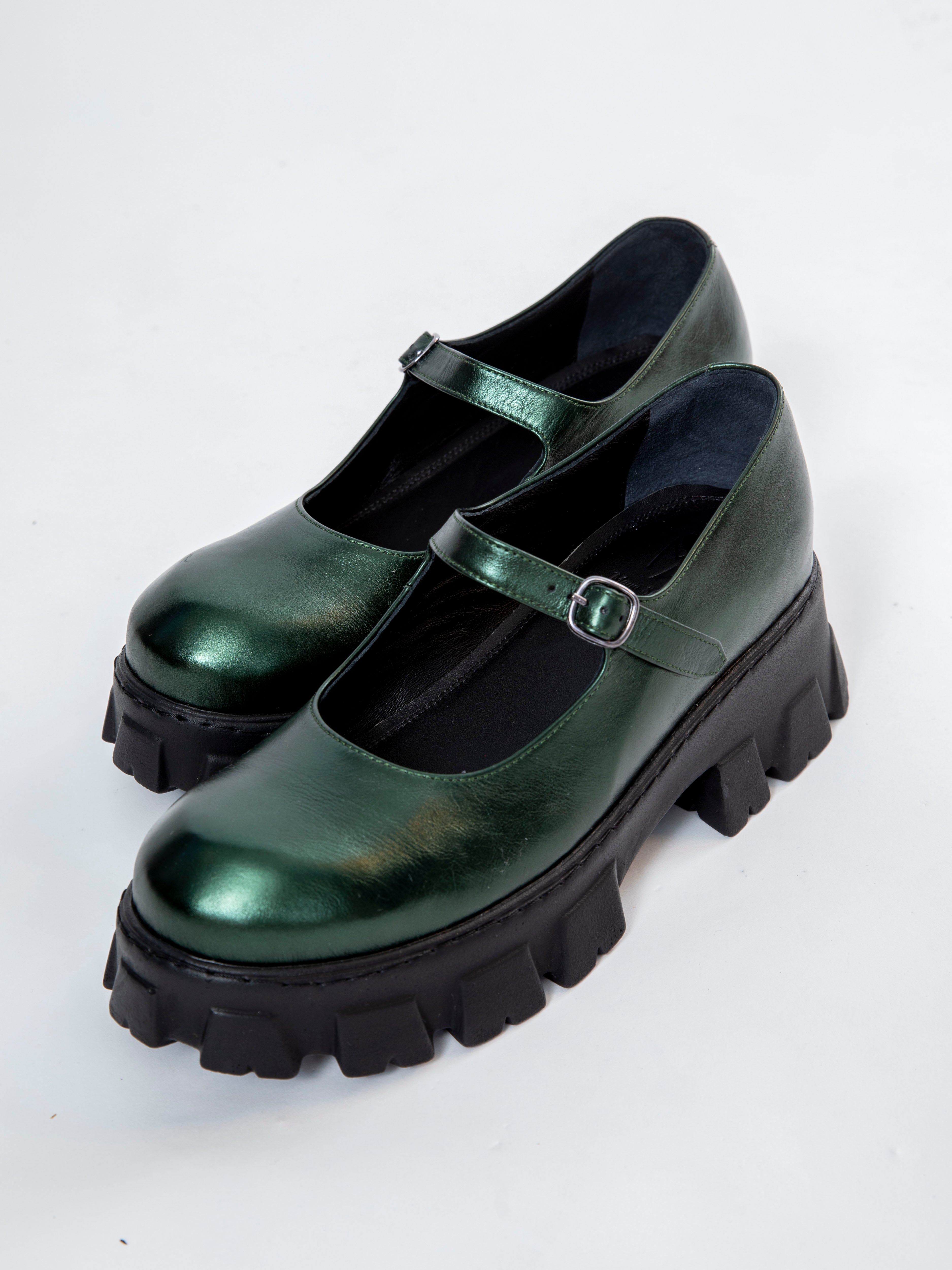 Handmade Derby Metallic Green