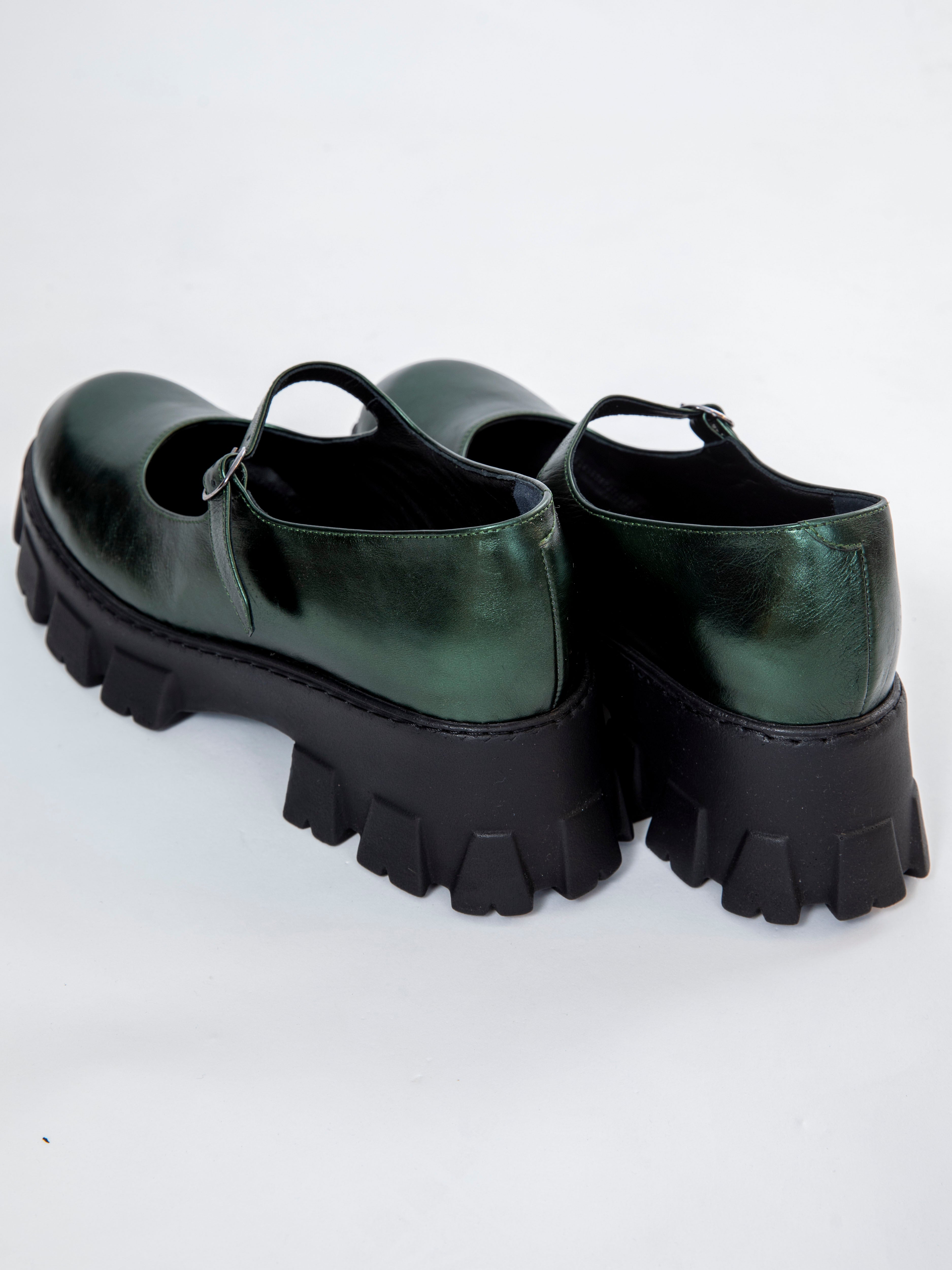 Handmade Derby Metallic Green