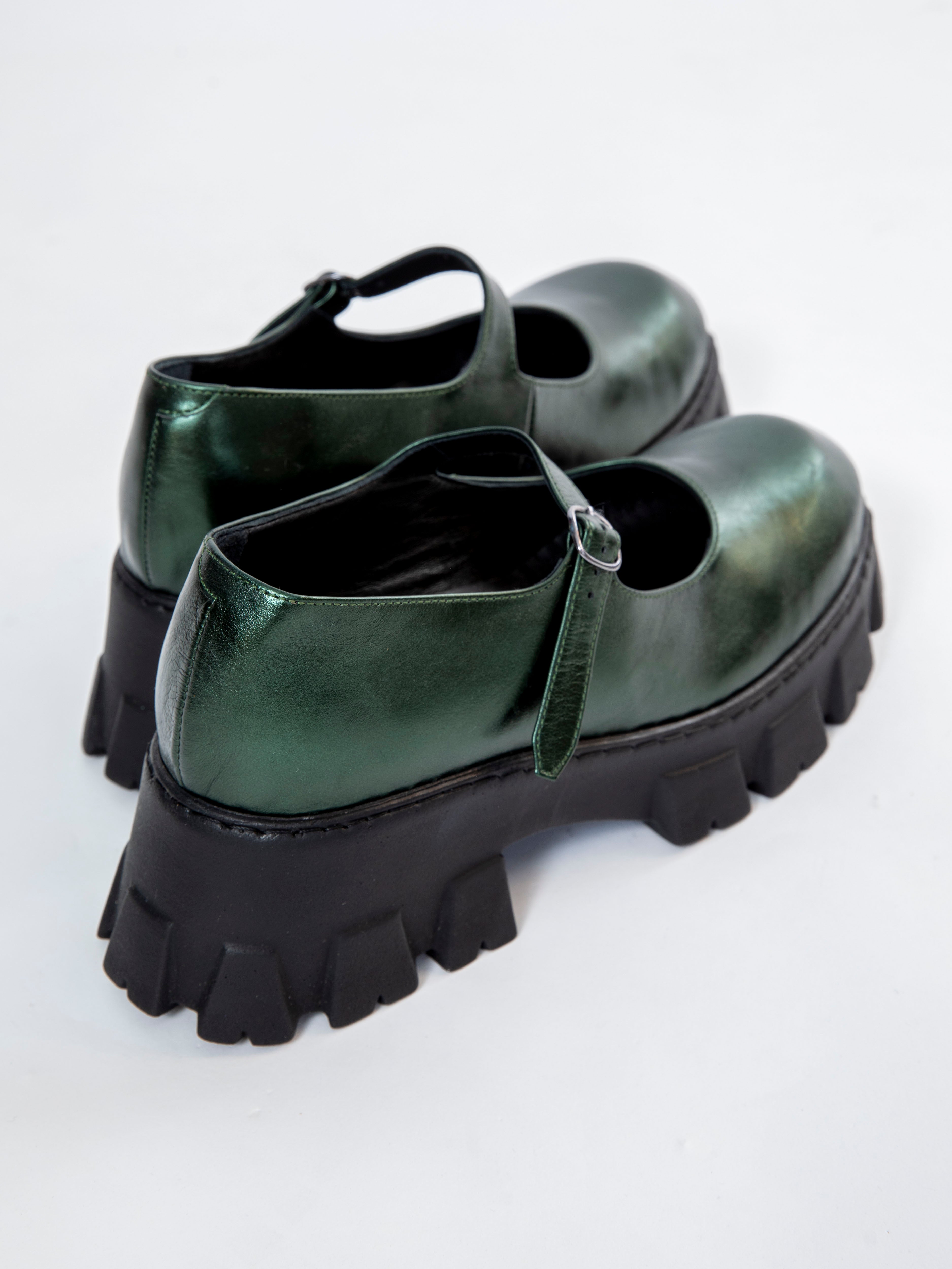 Handmade Derby Metallic Green