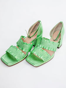 Handmade Sandals Metallic Green