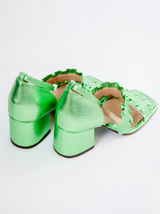 Handmade Sandals Metallic Green