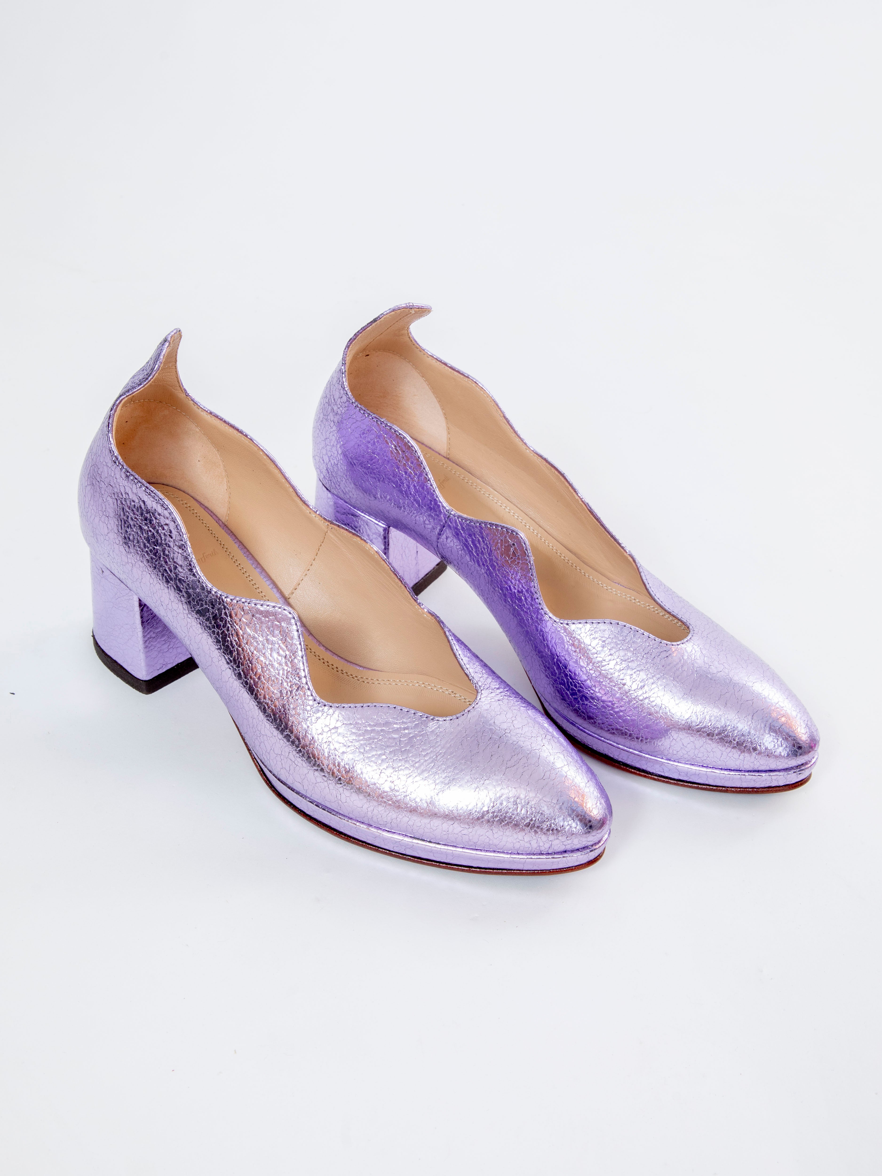 Handmade Pumps Metallic Purple