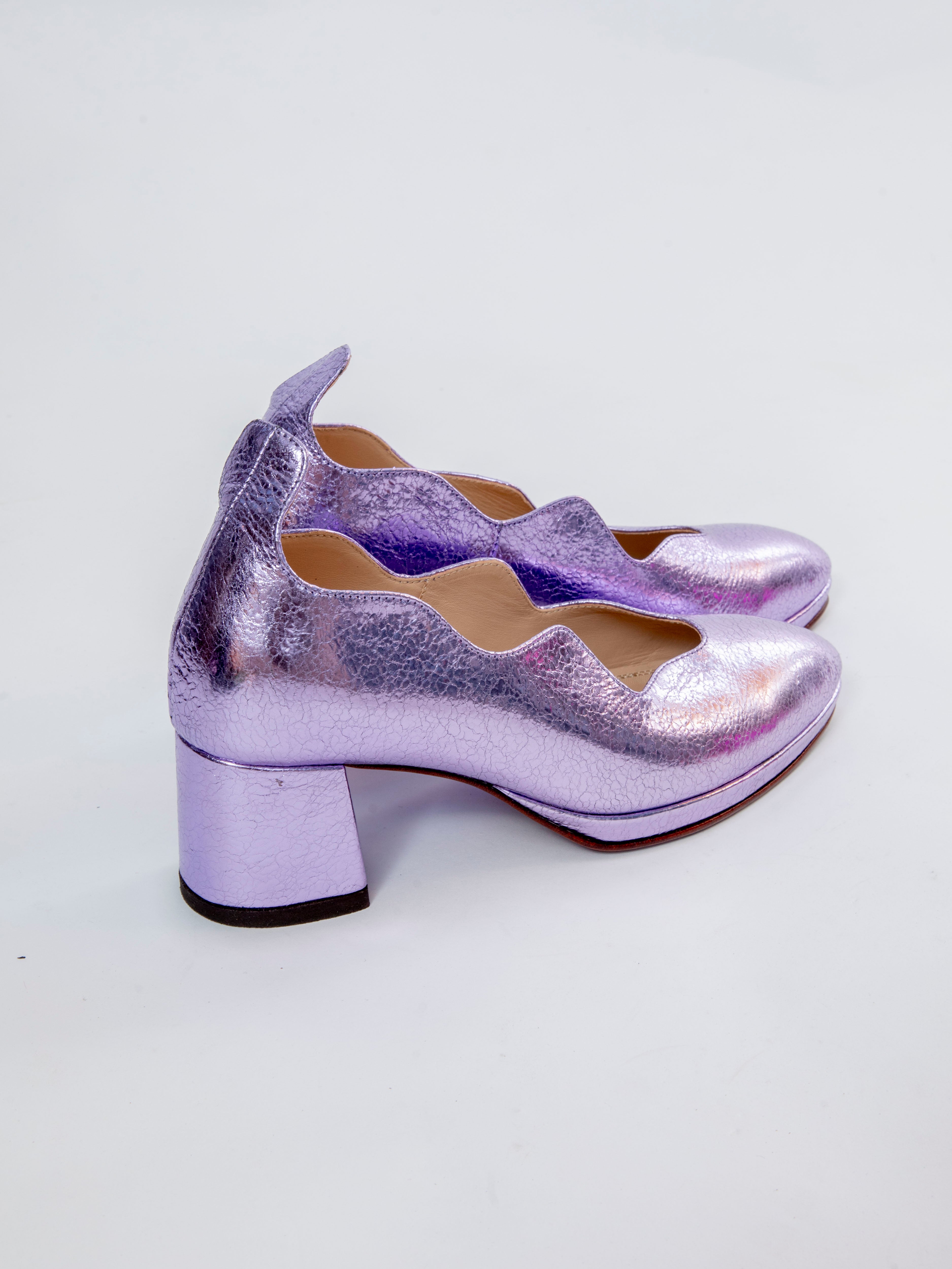 Handmade Pumps Metallic Purple