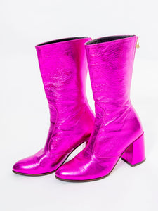 Handmade Boots Metallic Fuchsia