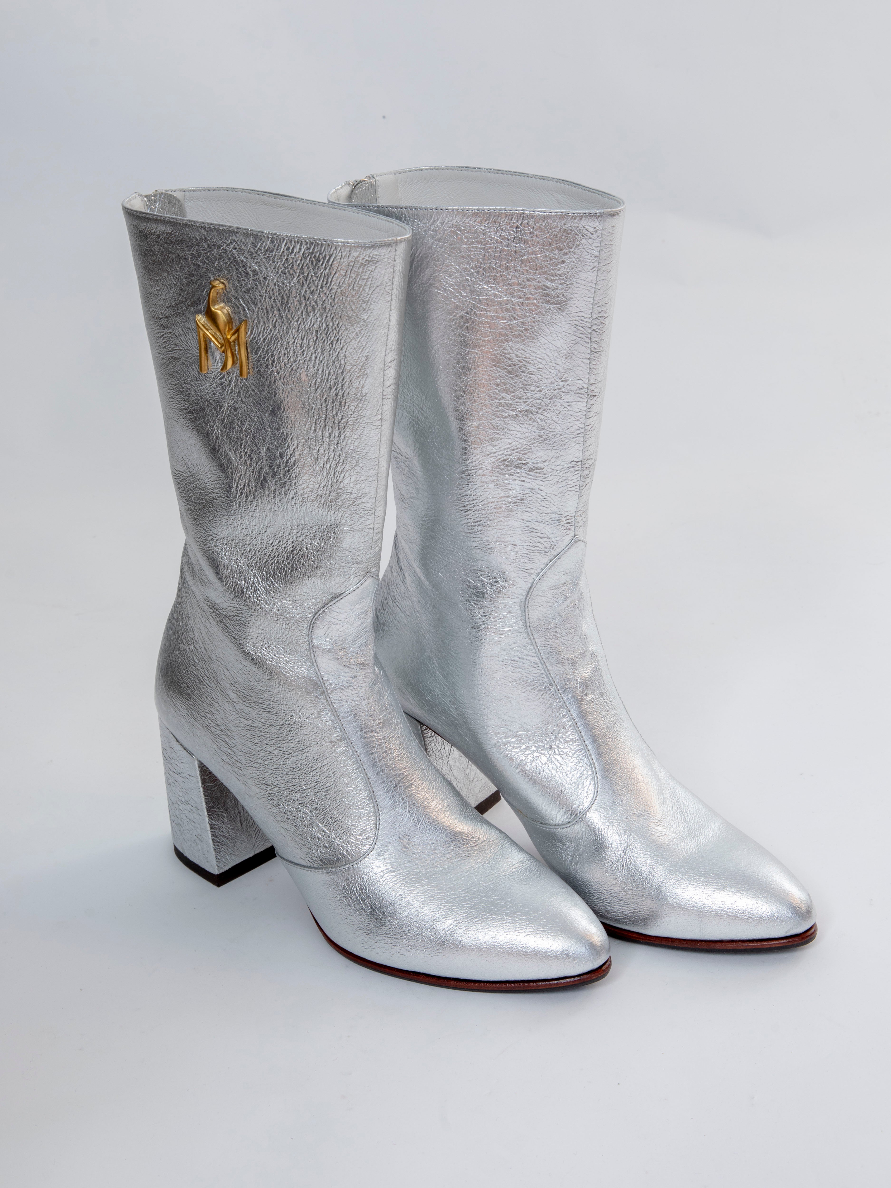 Handmade Boots Metallic Silver