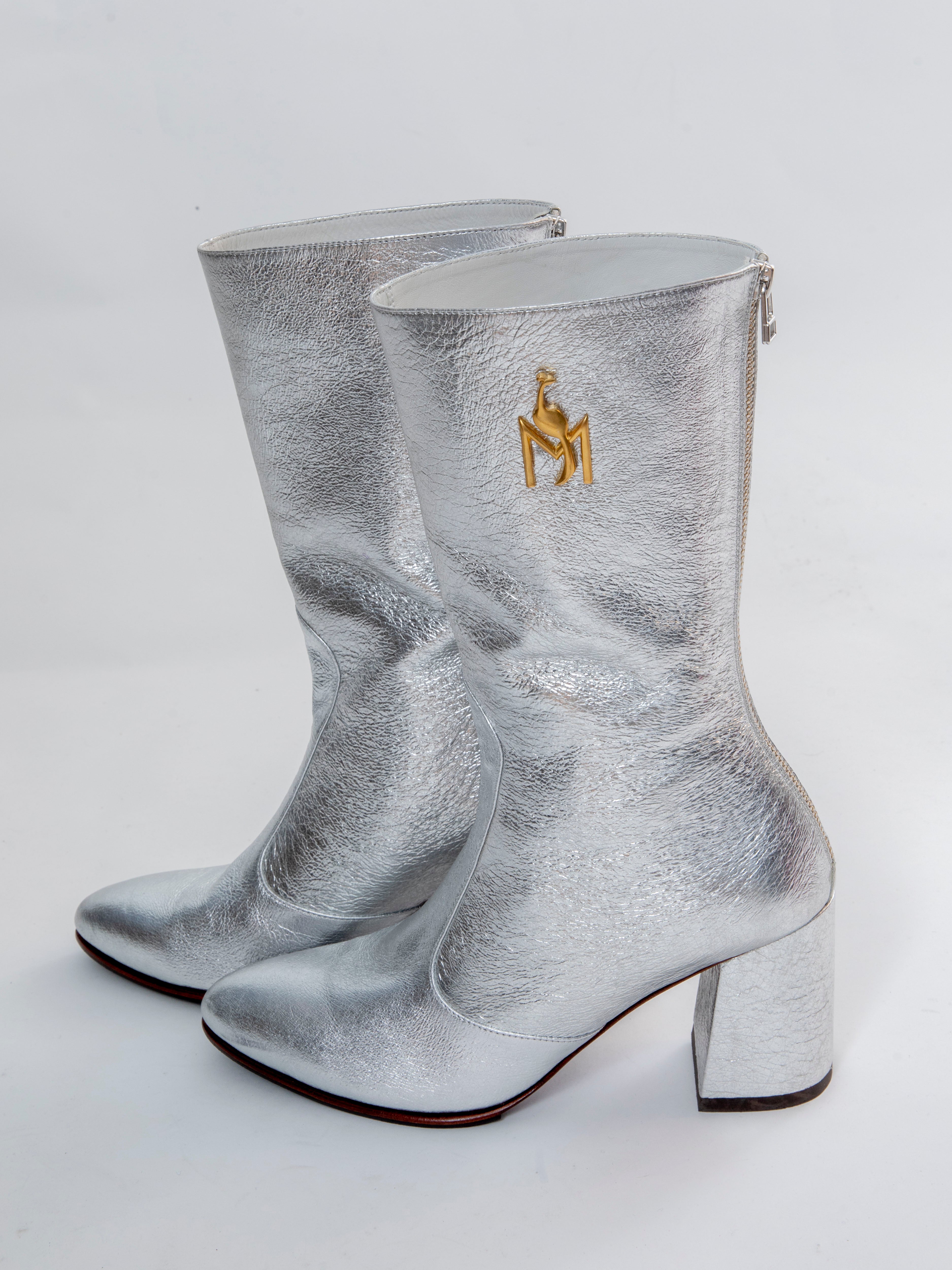 Handmade Boots Metallic Silver
