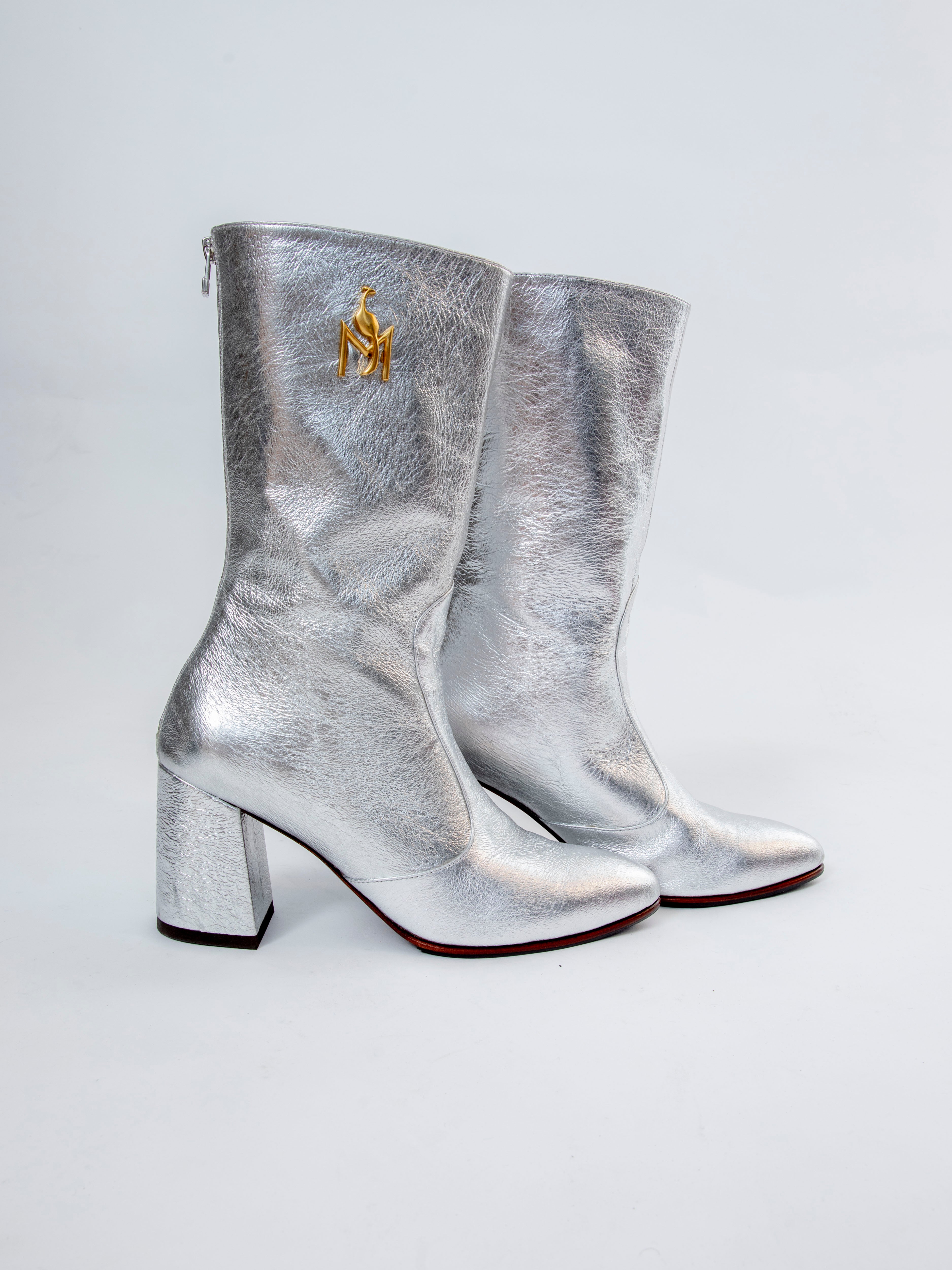Handmade Boots Metallic Silver