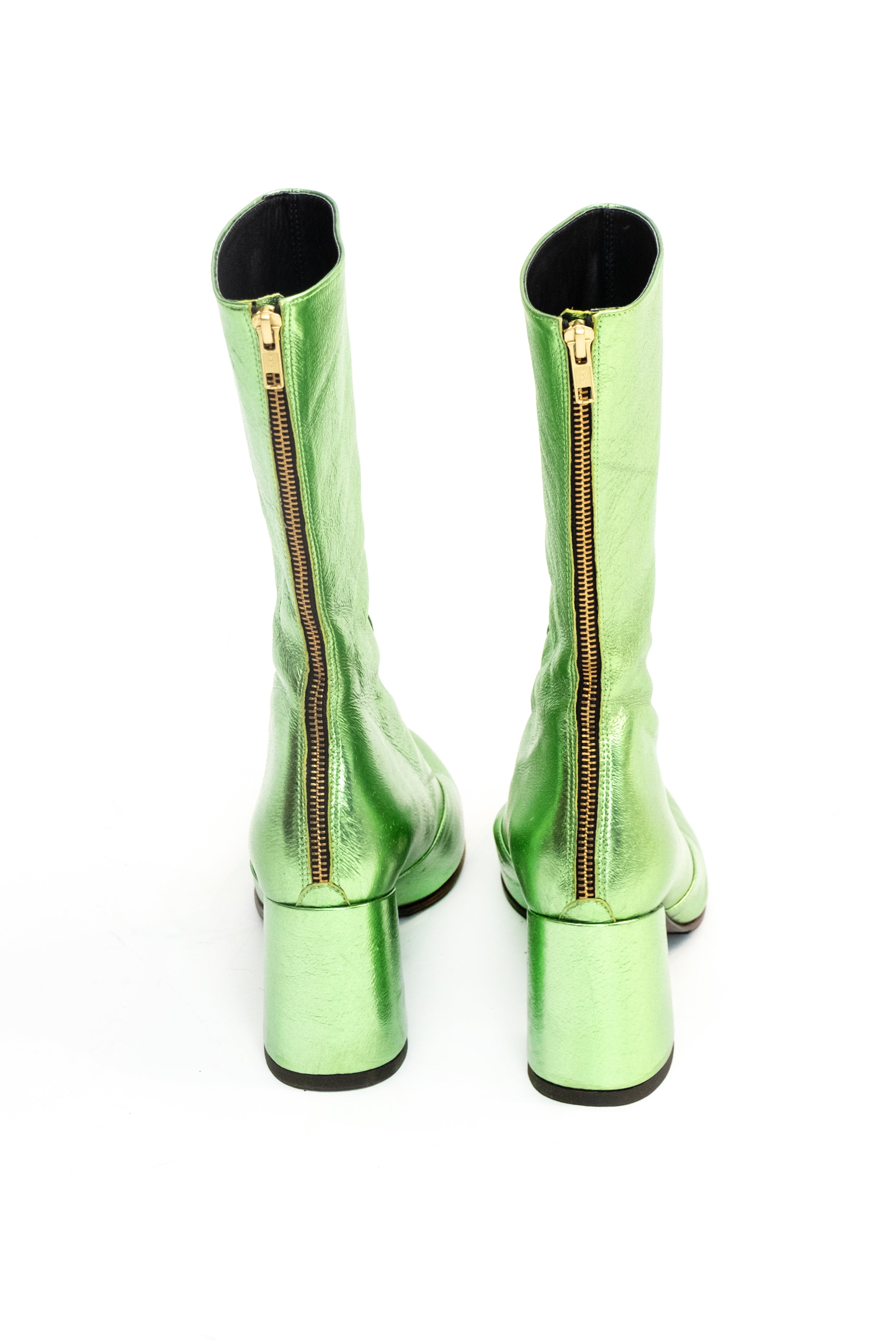Handmade Ankle Boots Metallic Green