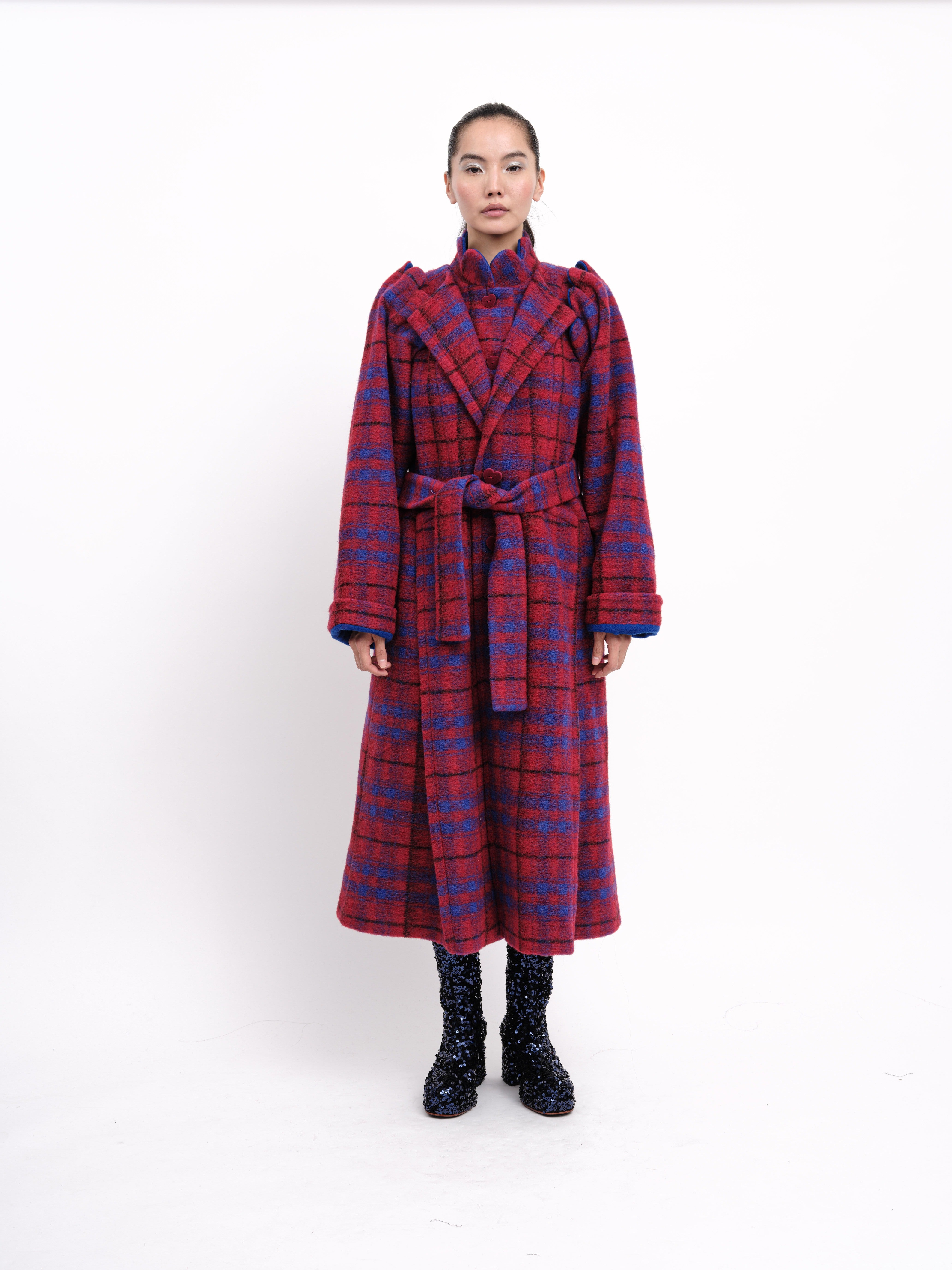 Coat Plaid Red