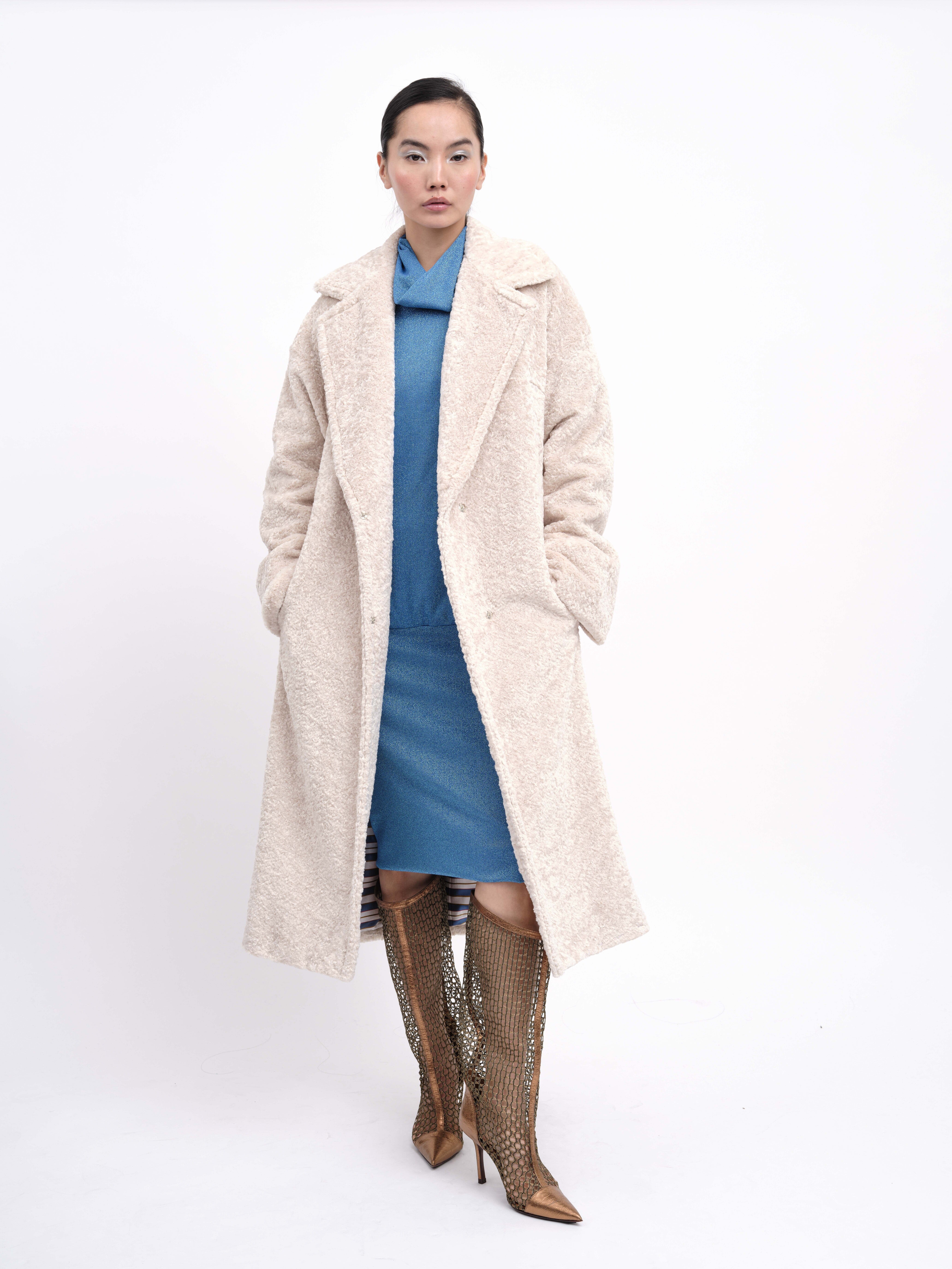 Coat Oversized Textured Cream