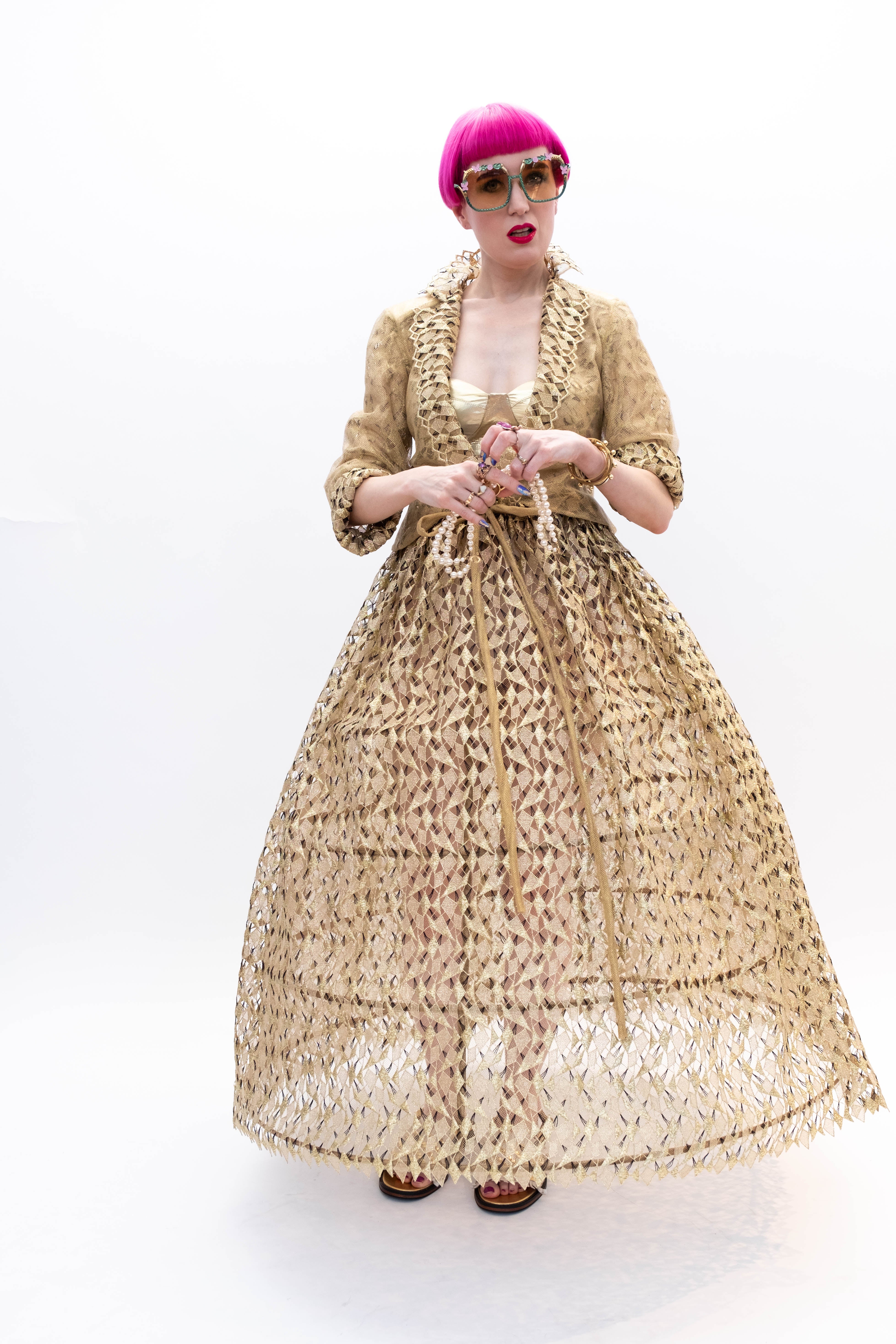 Blazer and Skirt Gold Runway Paris