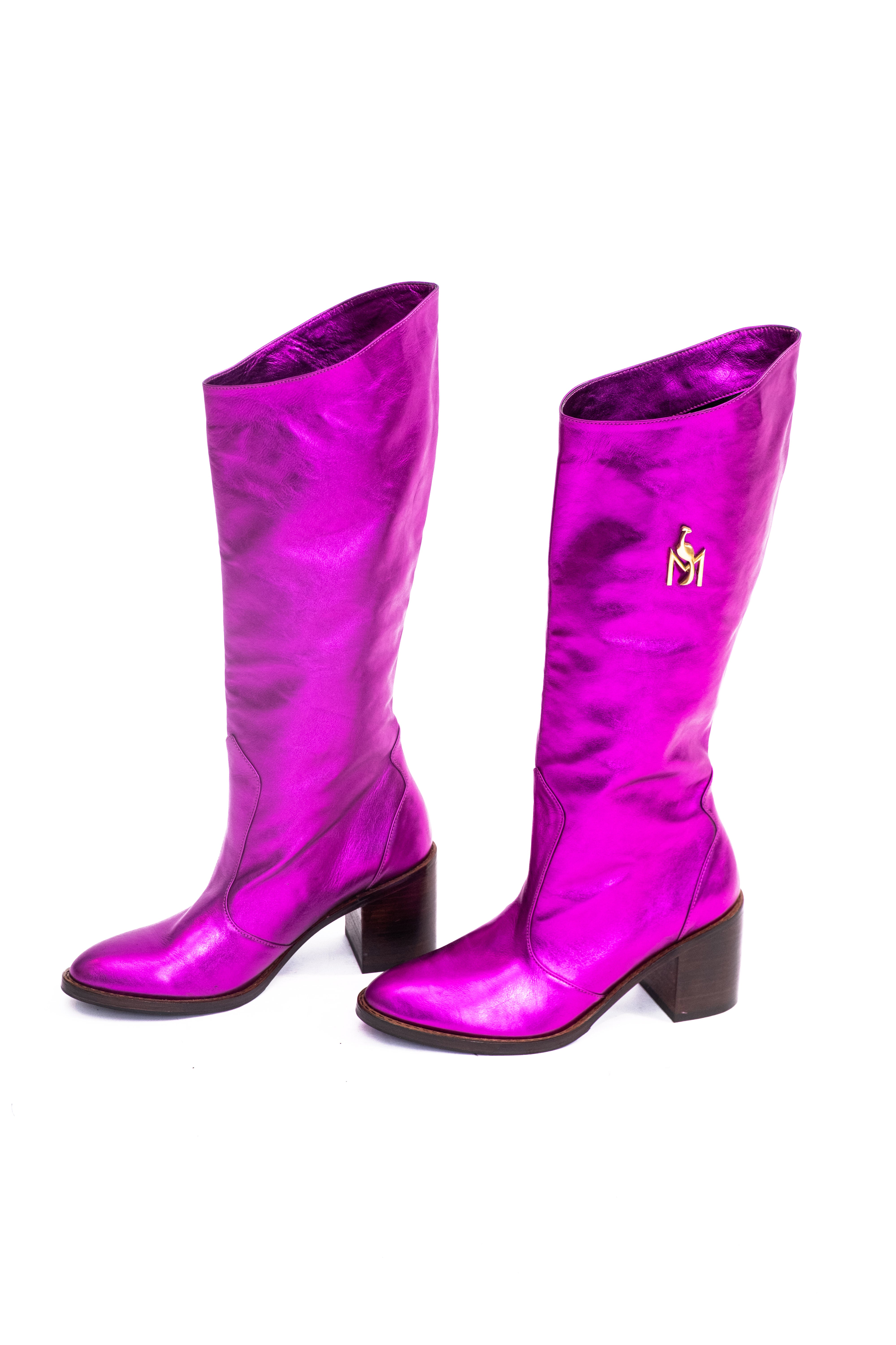 Handmade Boots Metallic Fuchsia Logo