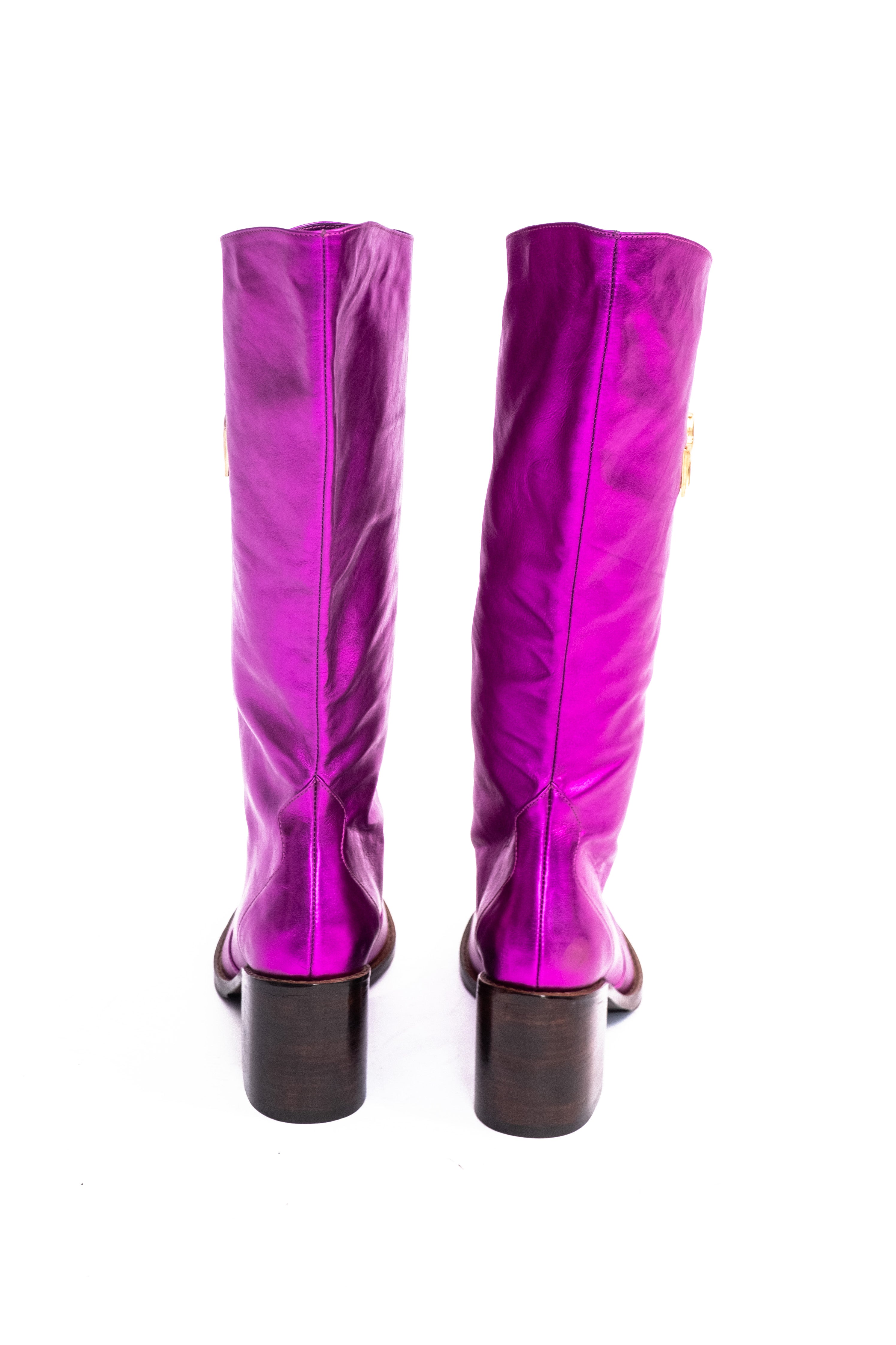 Handmade Boots Metallic Fuchsia Logo