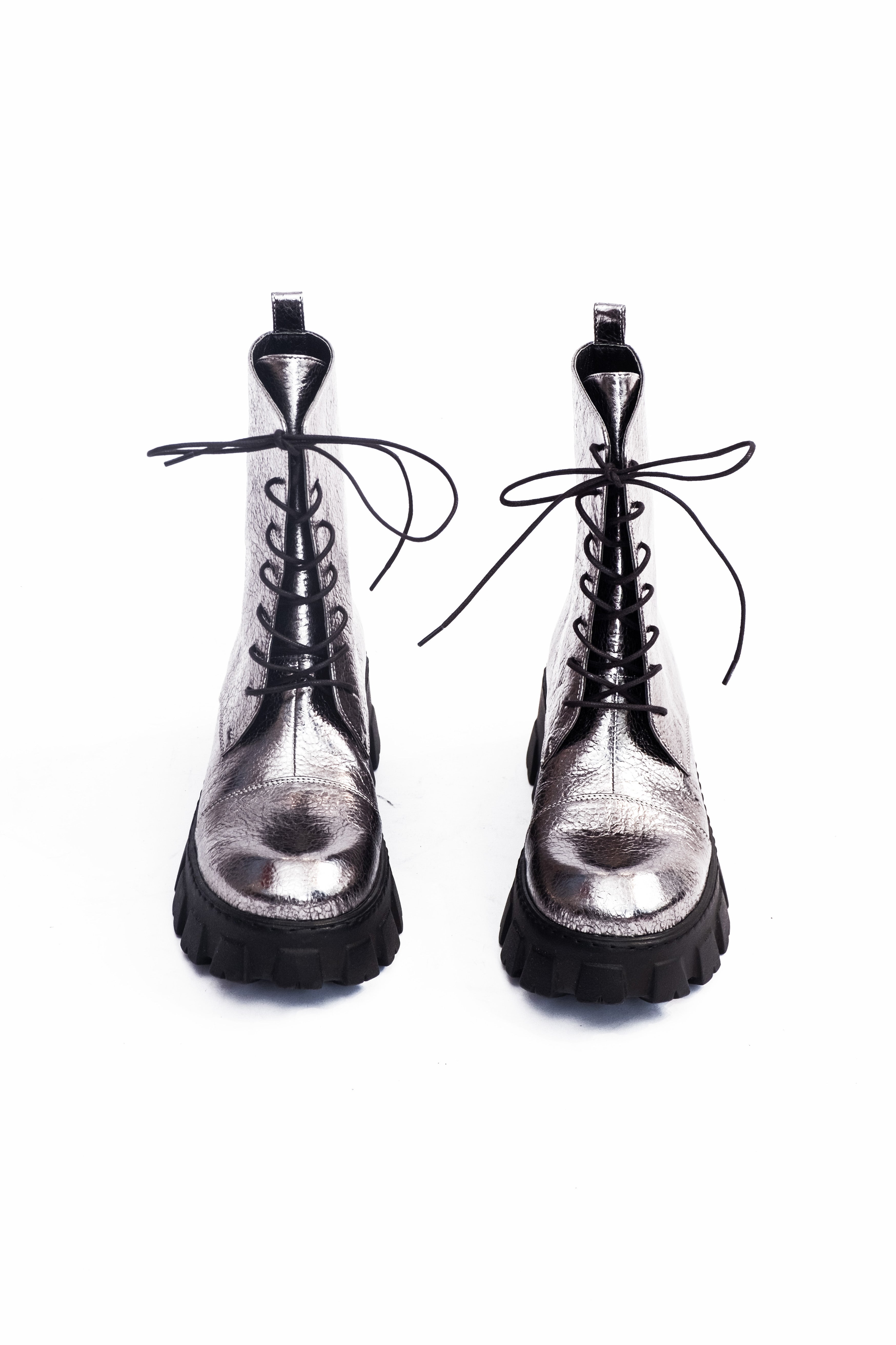Handmade Ankle Boots Silver