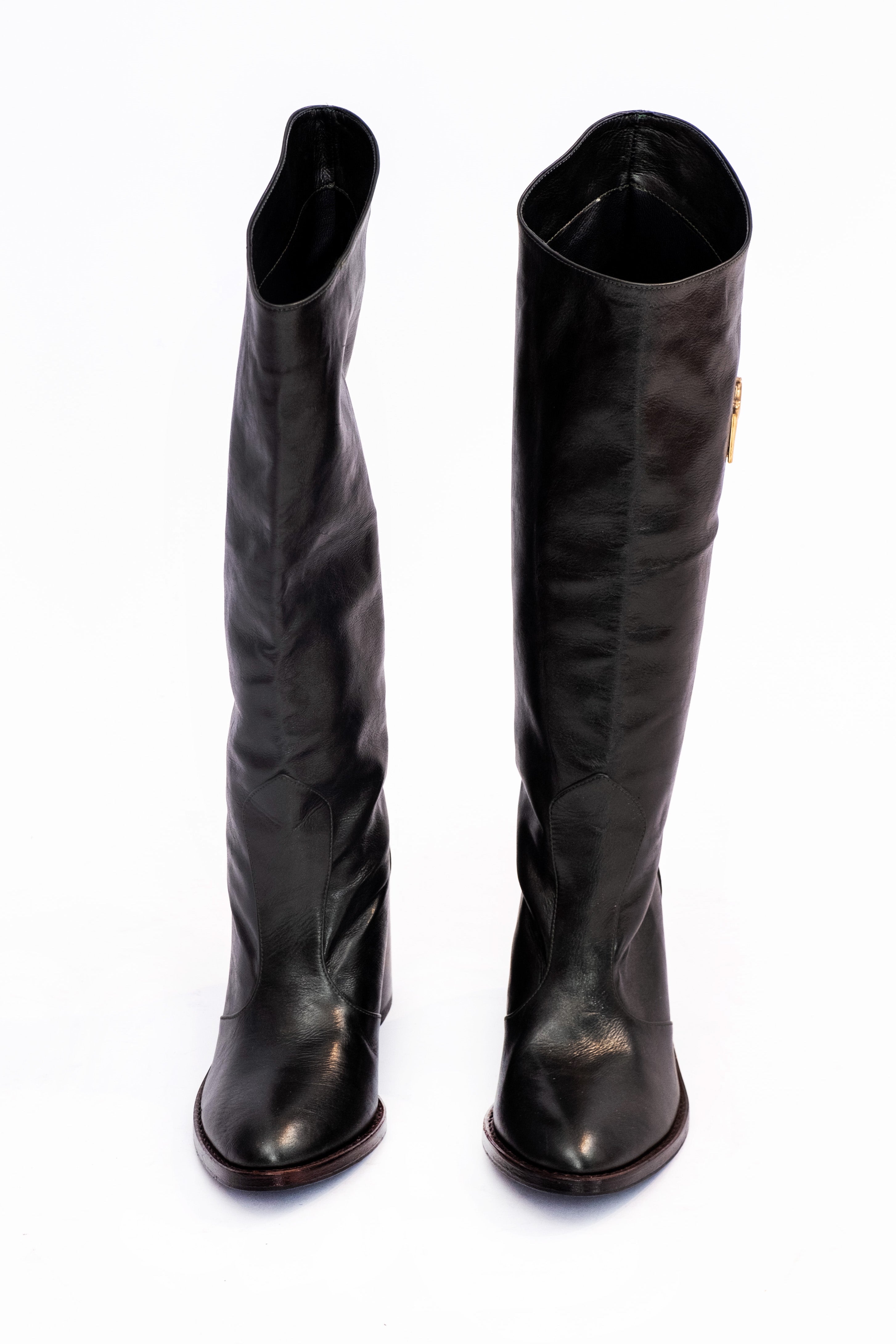 Handmade Boots Metallic Dark Green Logo