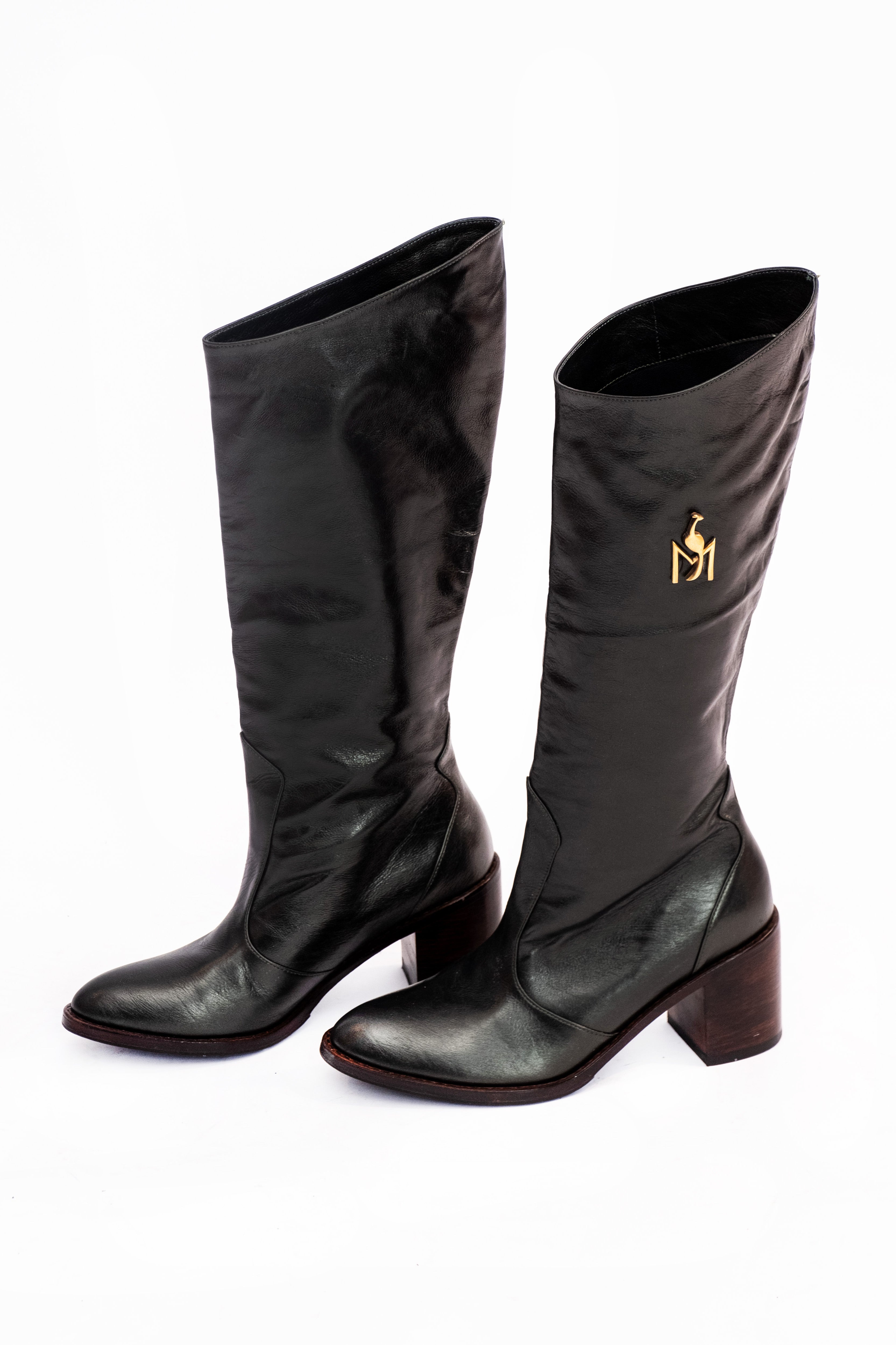 Handmade Boots Metallic Dark Green Logo