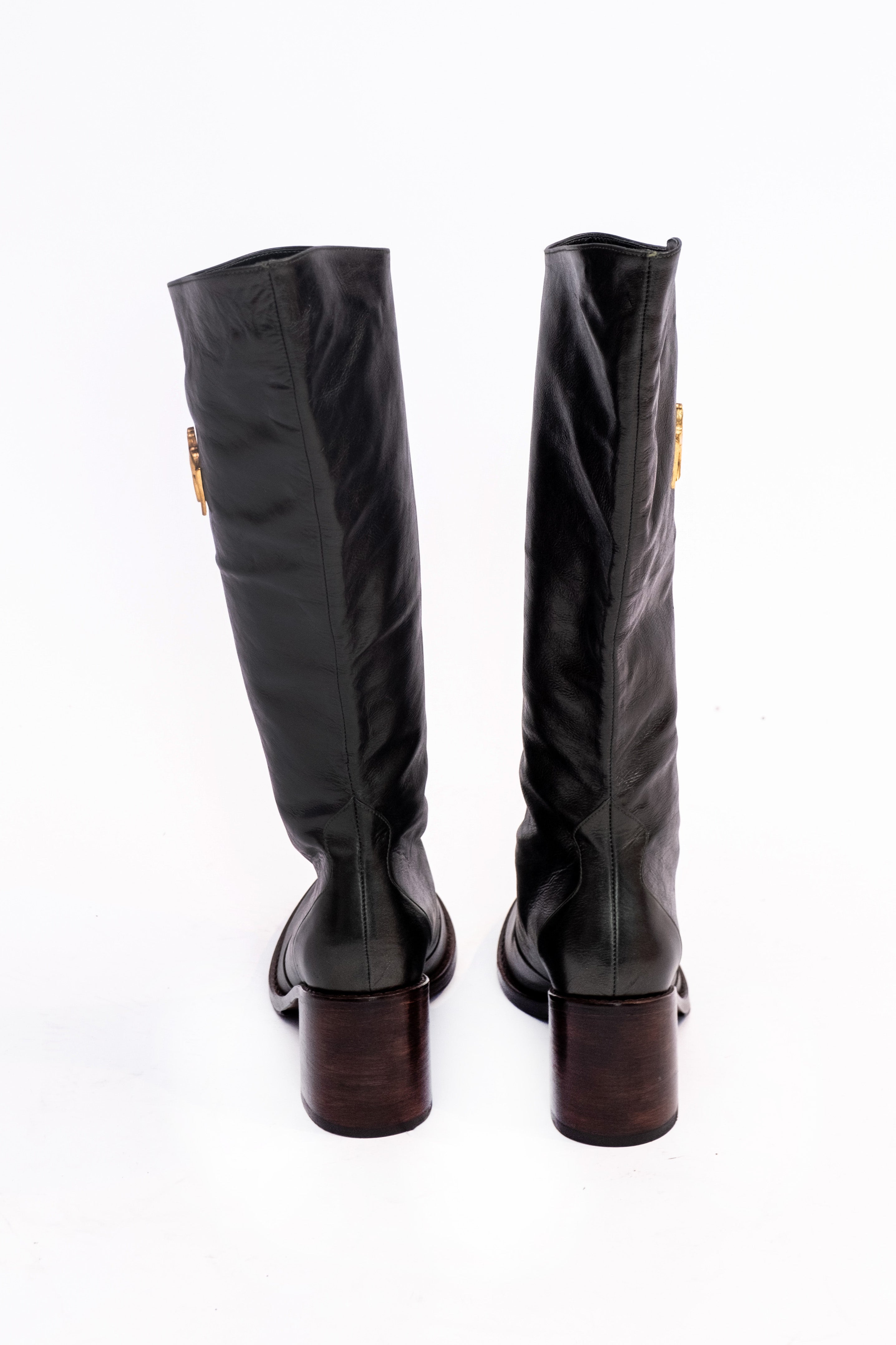 Handmade Boots Metallic Dark Green Logo