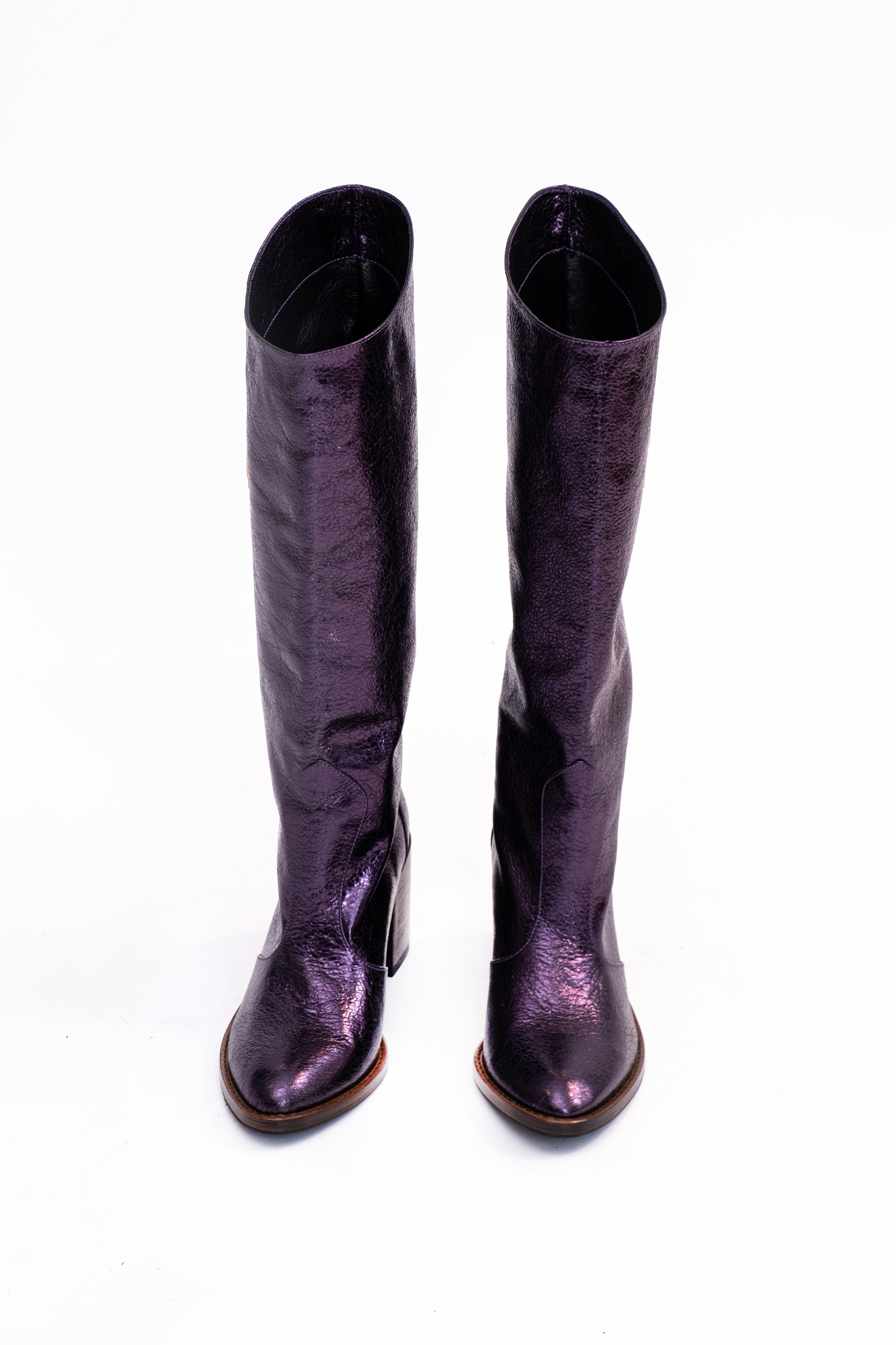 Handmade Boots Metallic Purple Logo