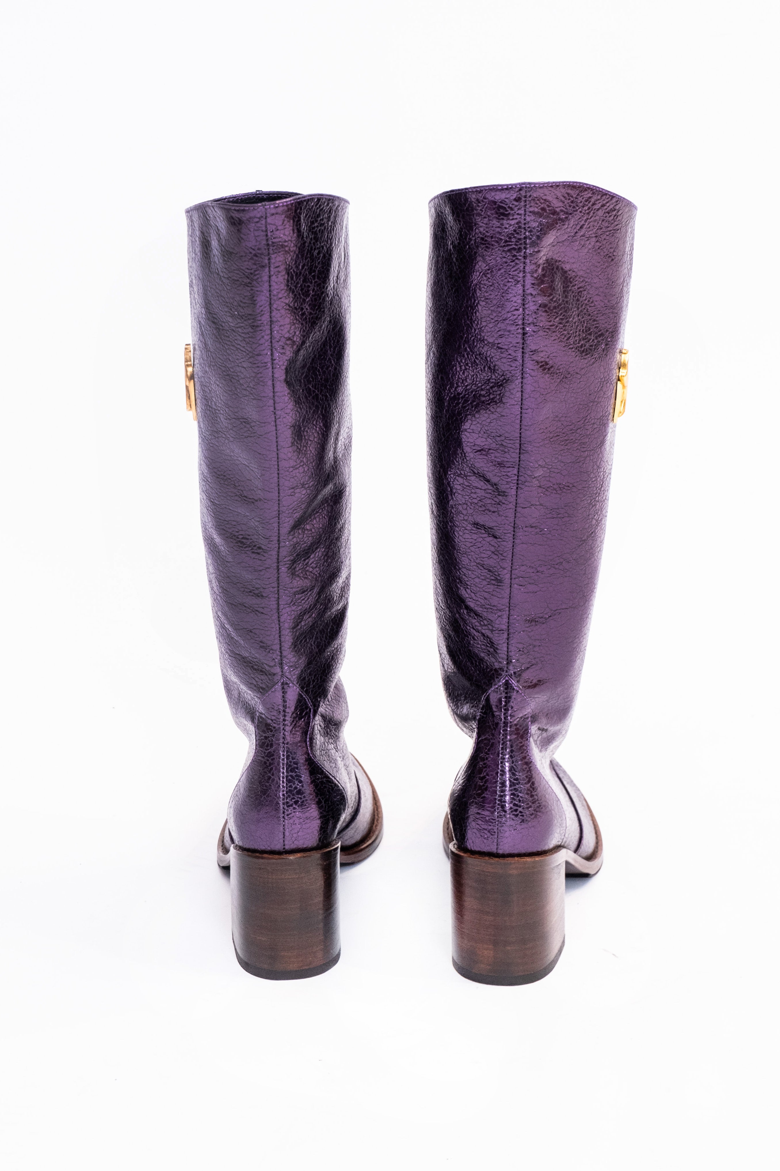 Handmade Boots Metallic Purple Logo