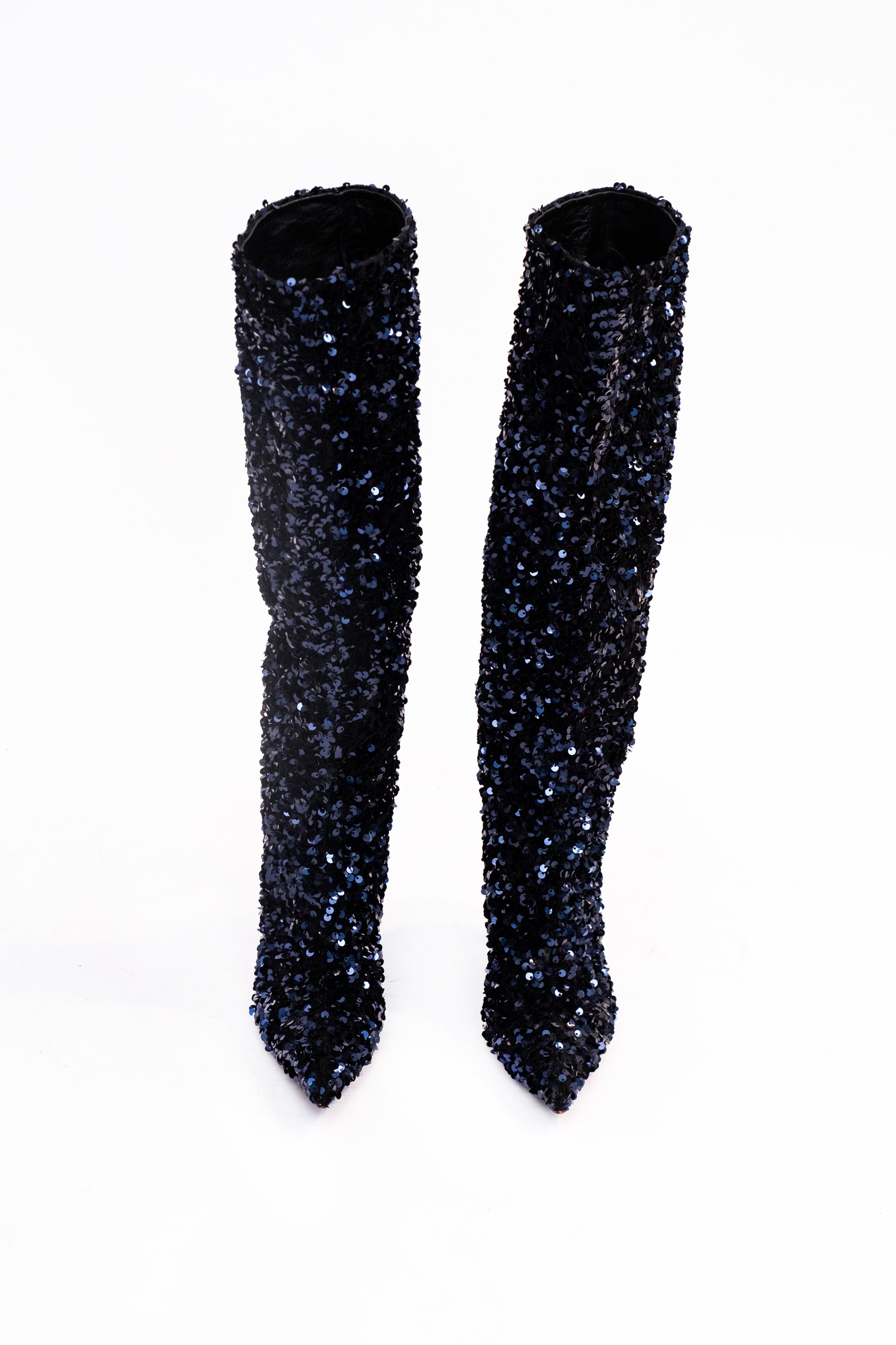 Handmade Boots Navy Sequins