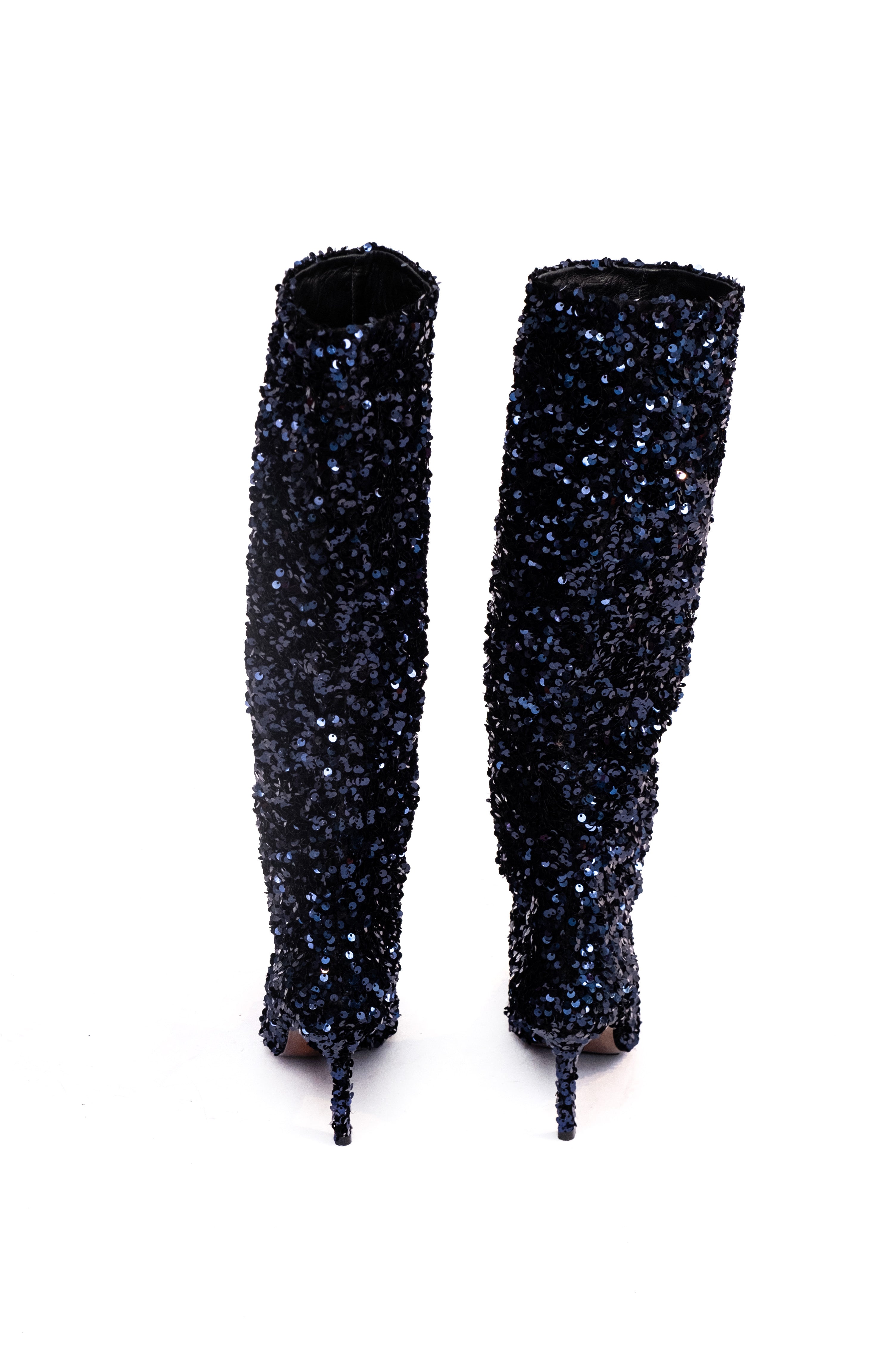 Handmade Boots Navy Sequins