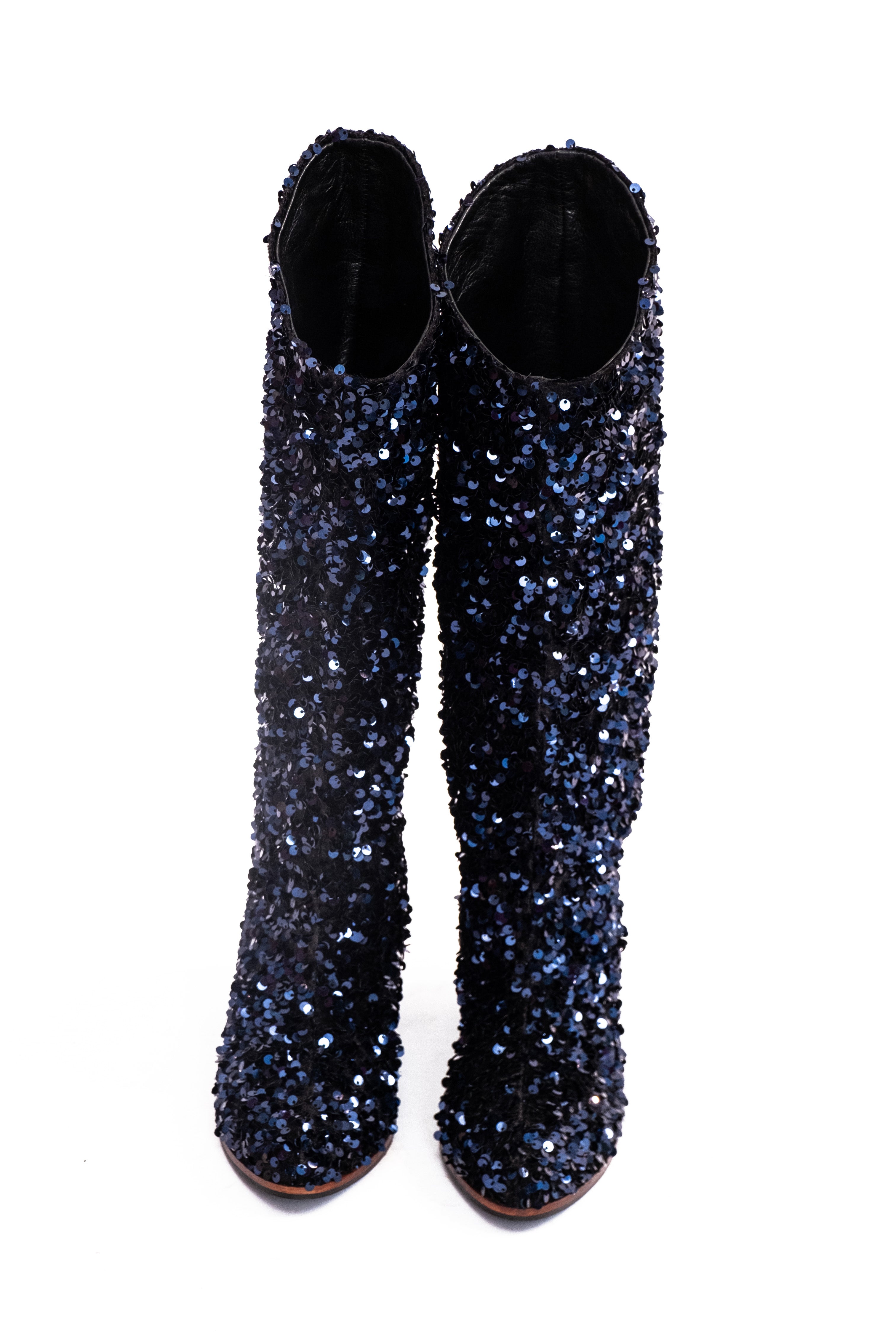 Handmade Boots Navy Sequins
