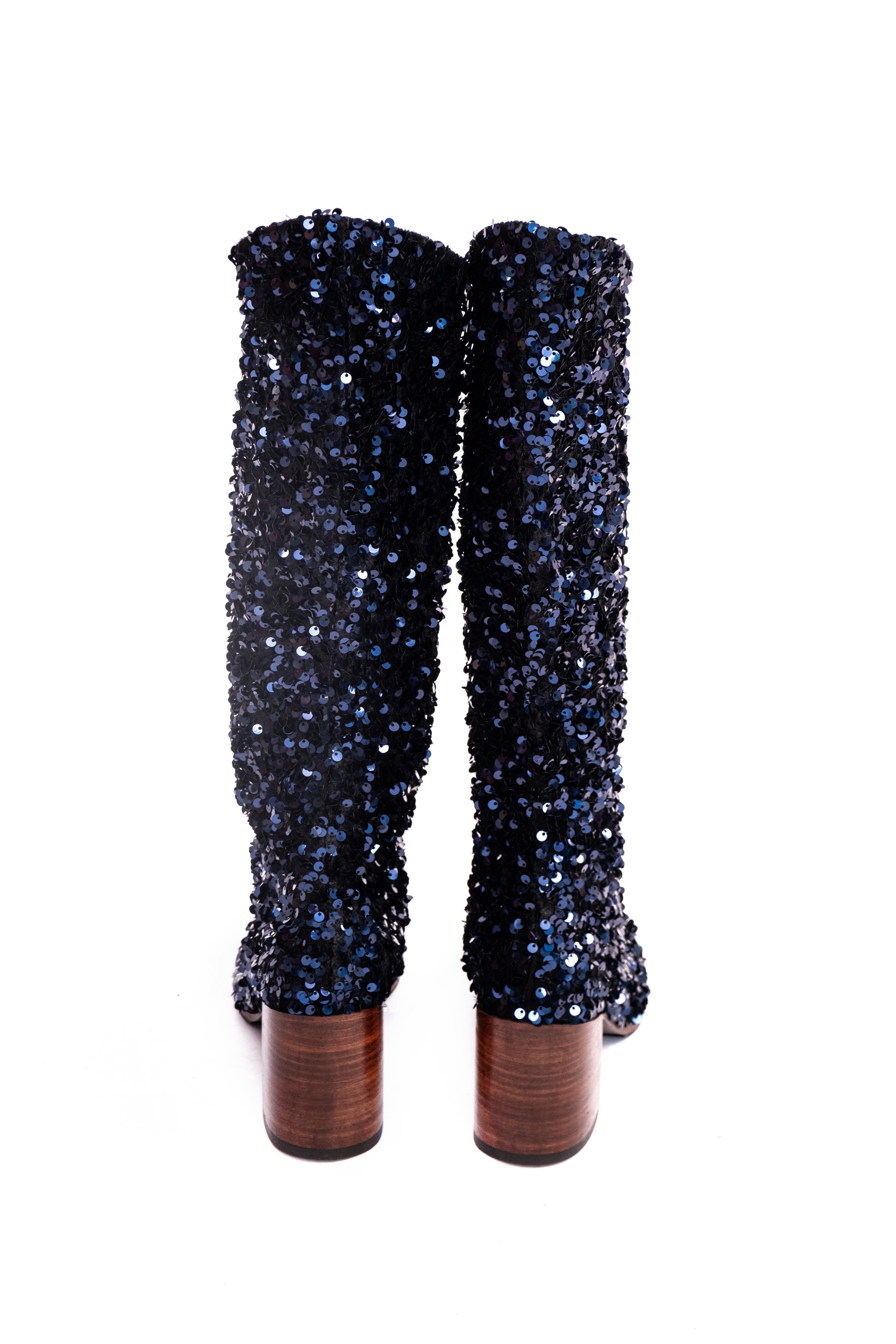 Handmade Boots Navy Sequins