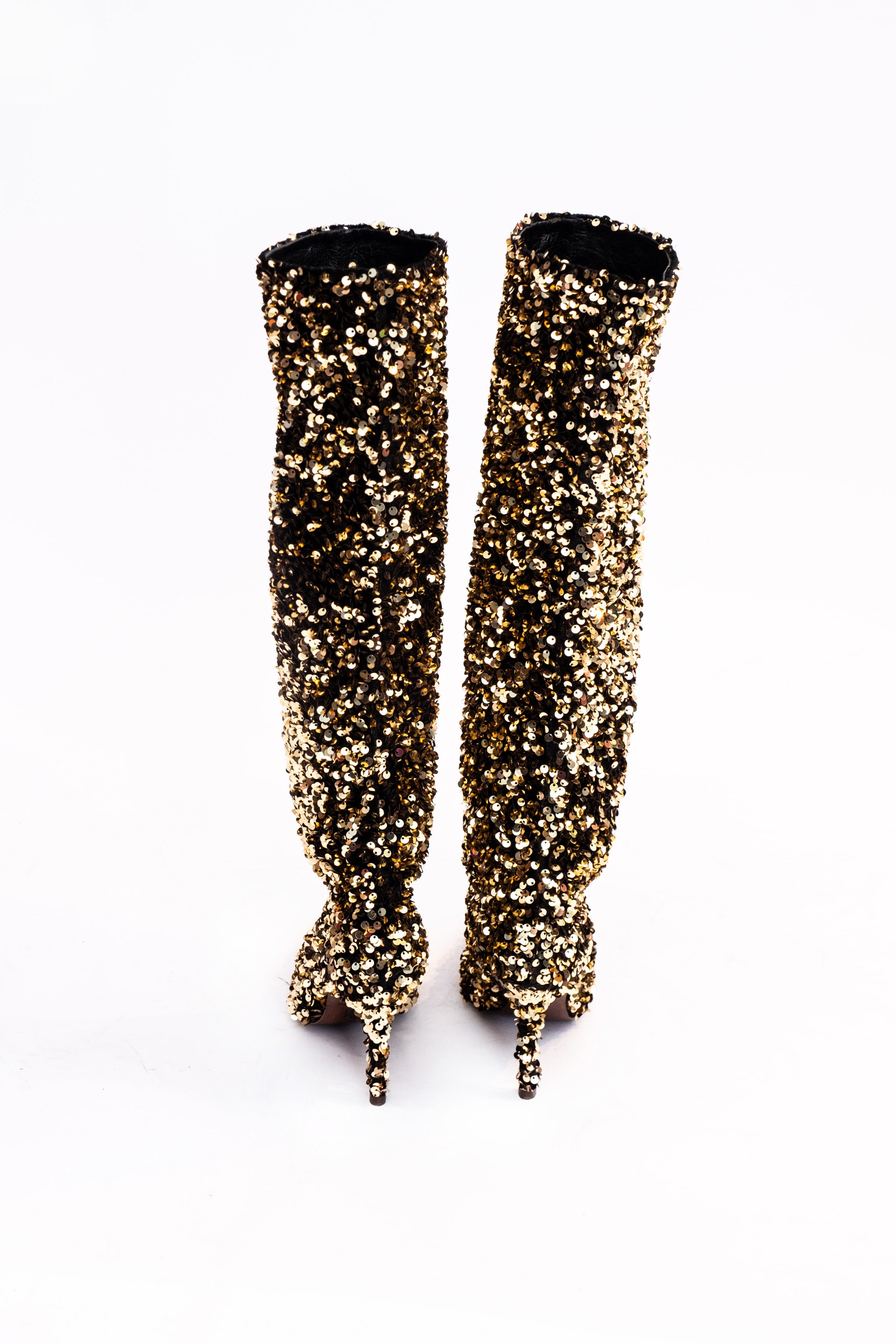 Handmade Boots Gold Sequins