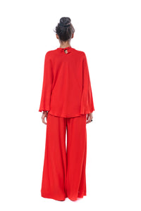 Pants Red Flowing Silk