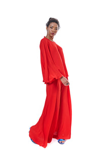 Pants Red Flowing Silk