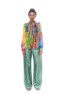 Pants Green Flowing Silk