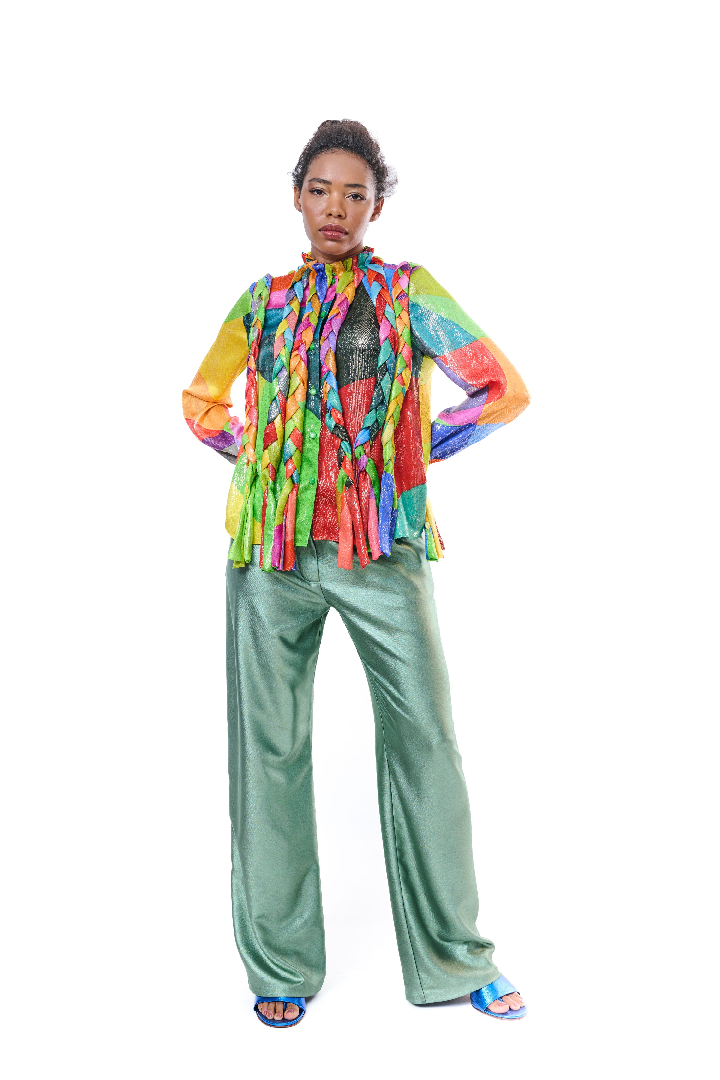 Blouse Handmade Multicolored Pure Silk