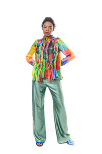 Pants Green Flowing Silk
