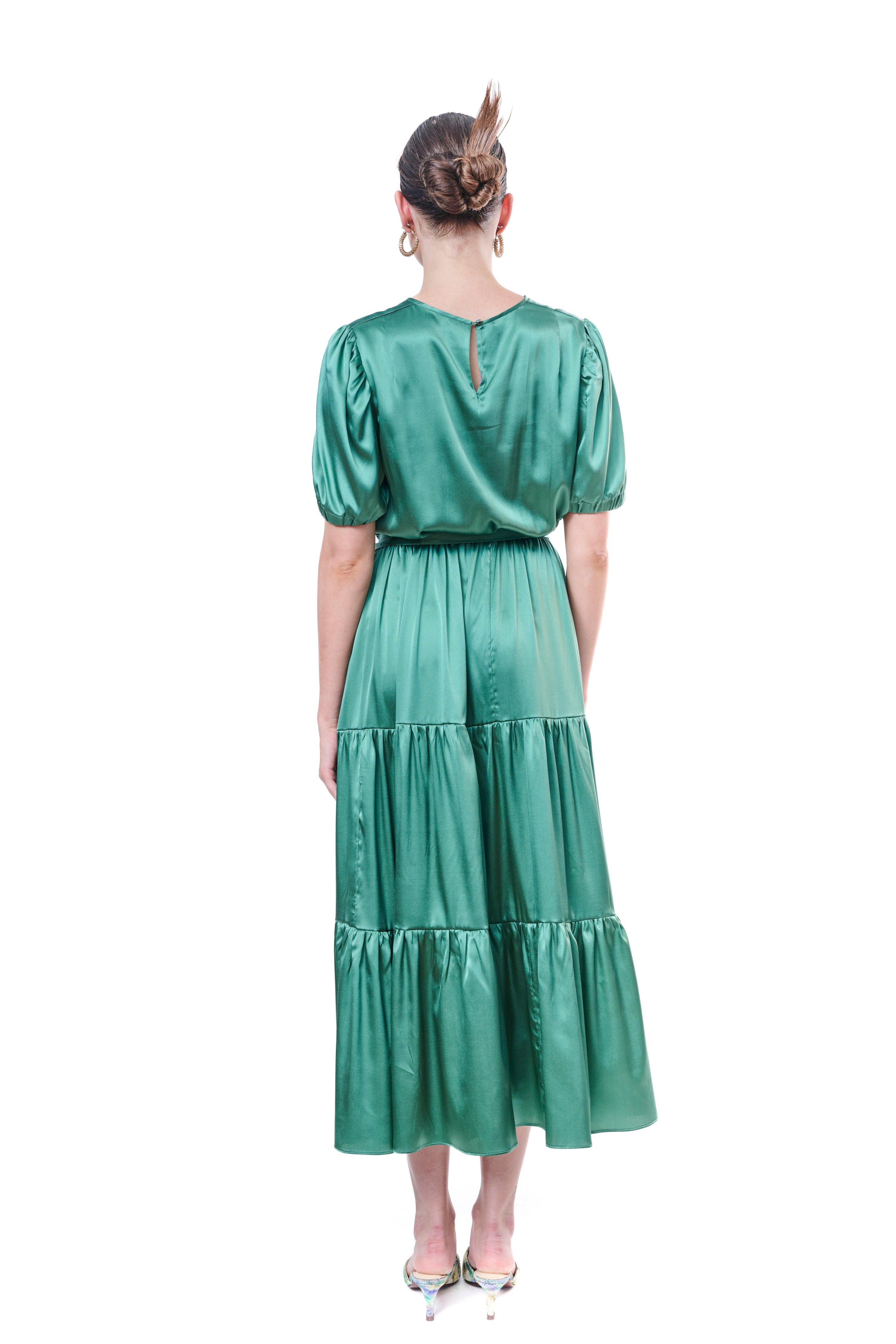 Dress Ruffles Mint Silk
