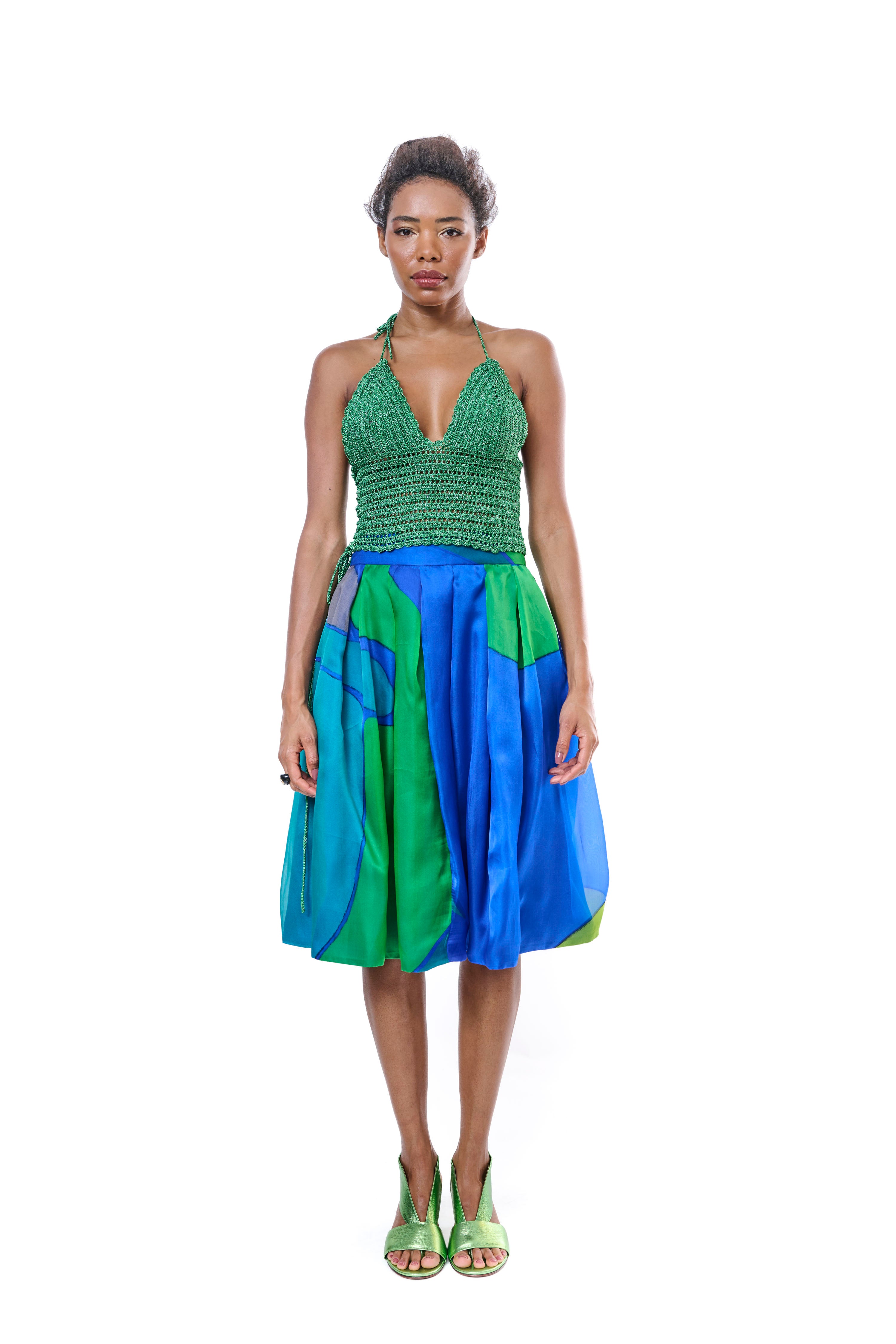 Handmade Top Metallic Green