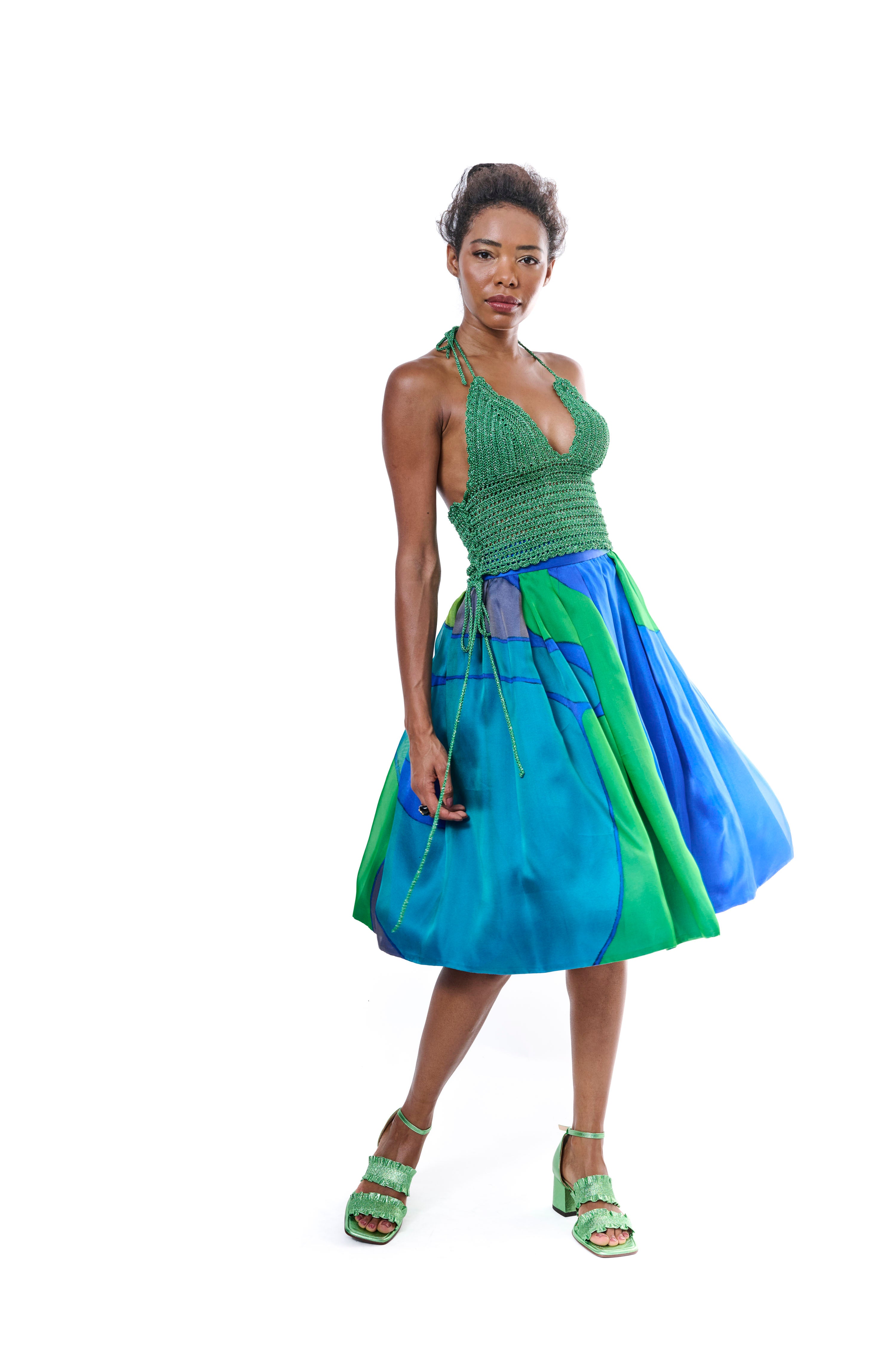 Handmade Top Metallic Green