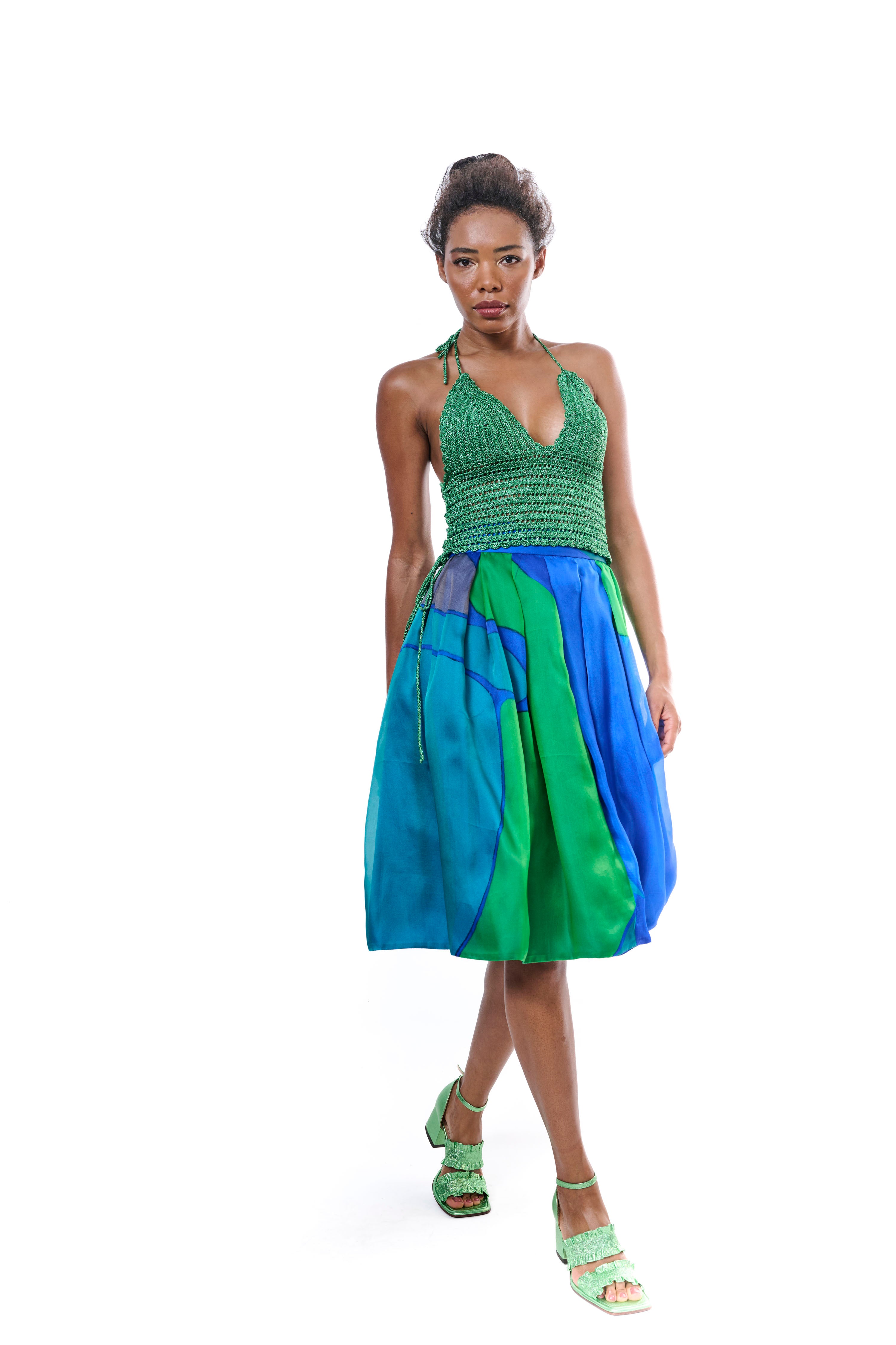 Handmade Top Metallic Green