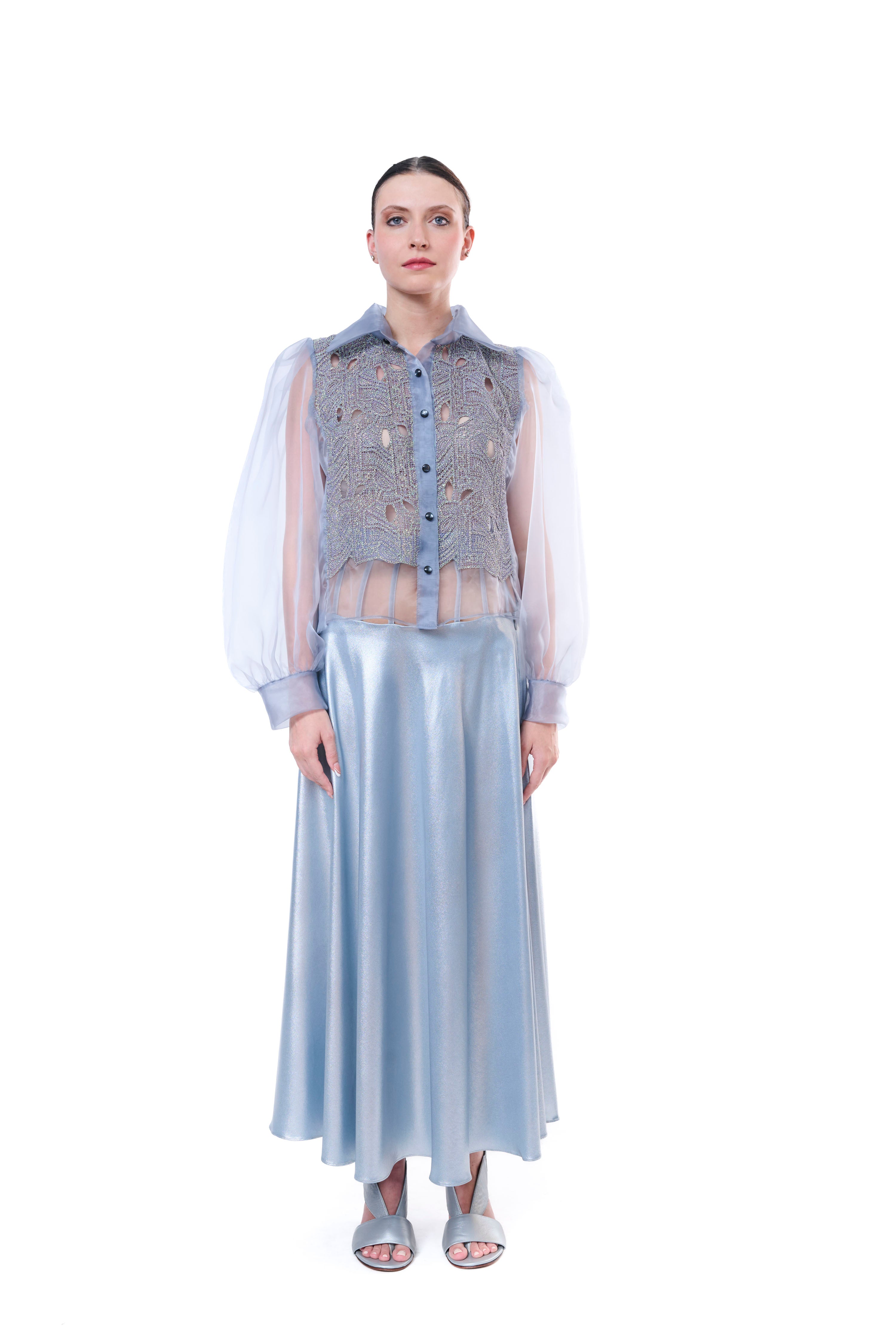 Skirt Light Blue Silk