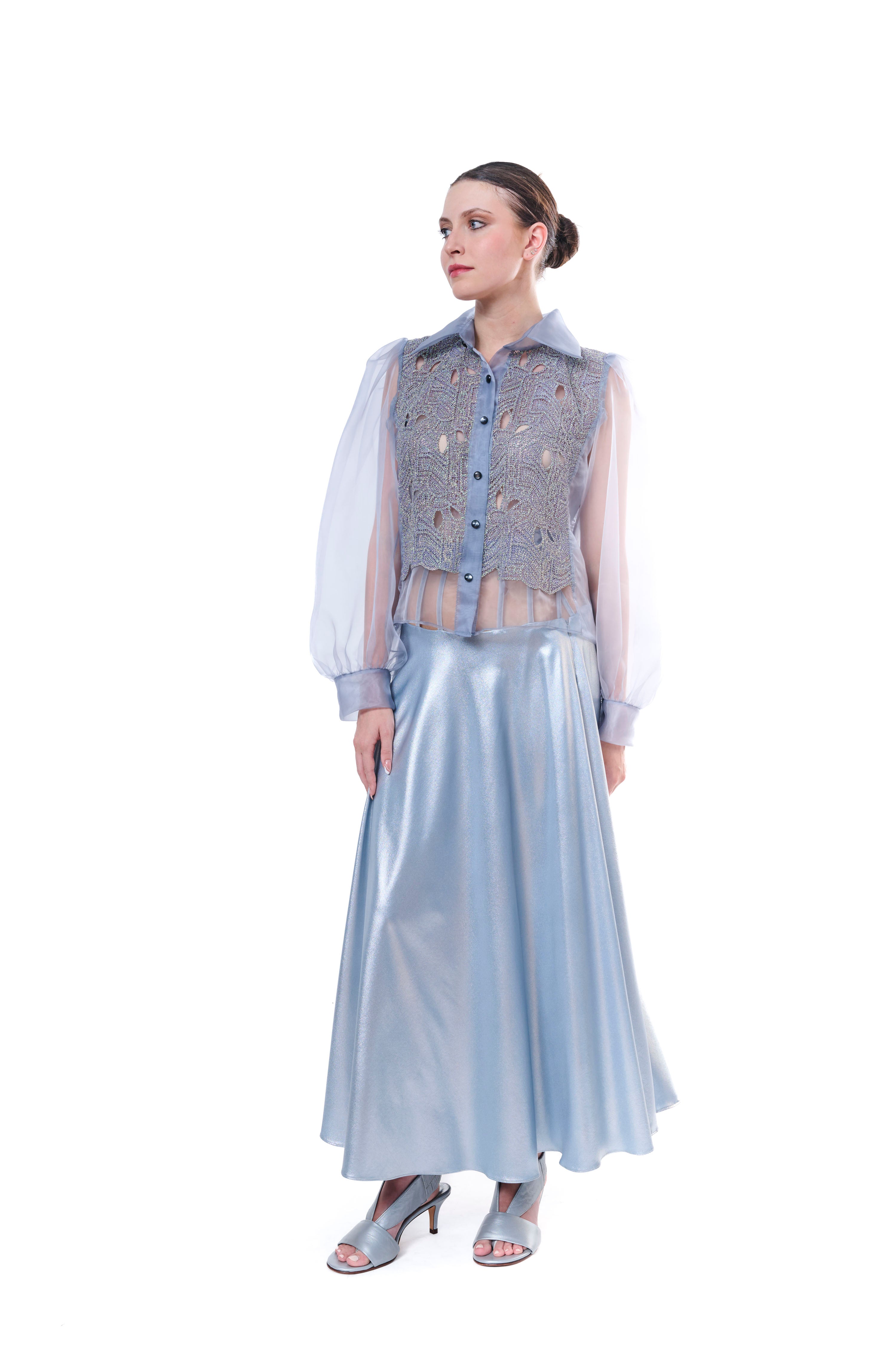 Skirt Light Blue Silk