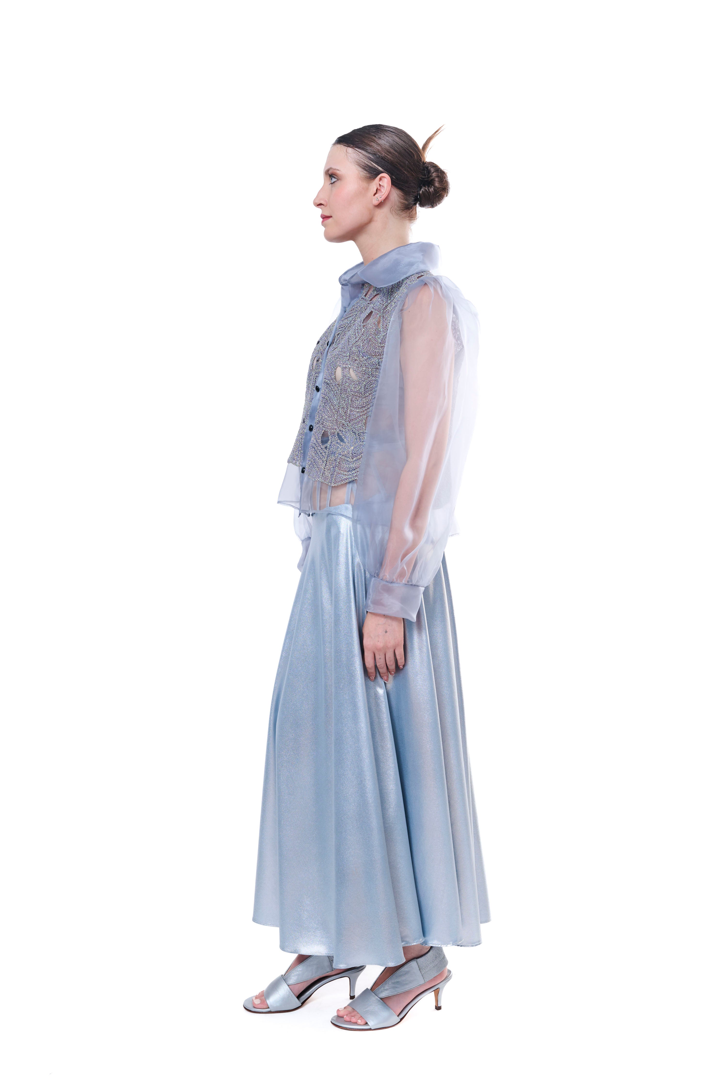 Skirt Light Blue Silk