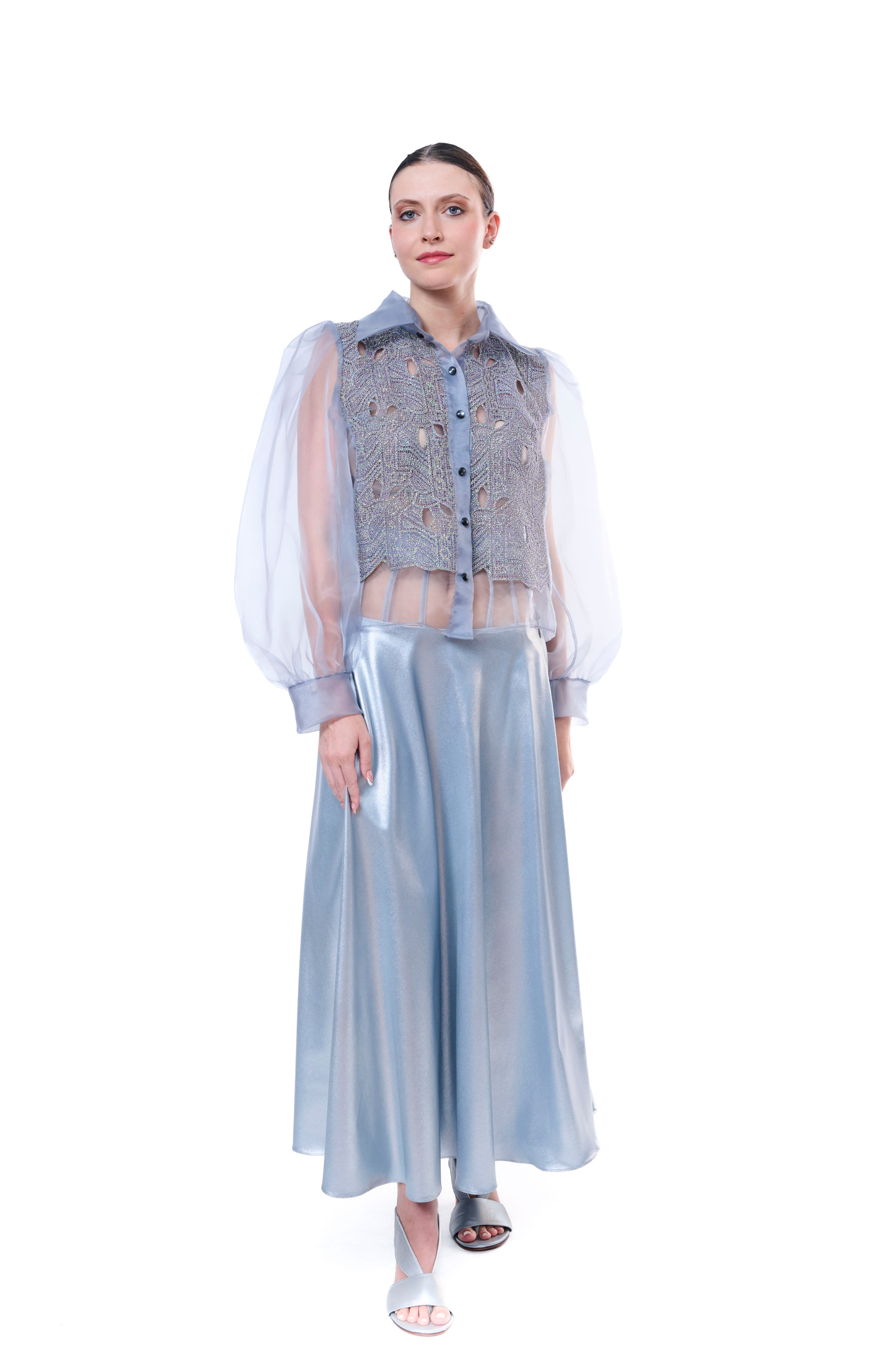 Skirt Light Blue Silk