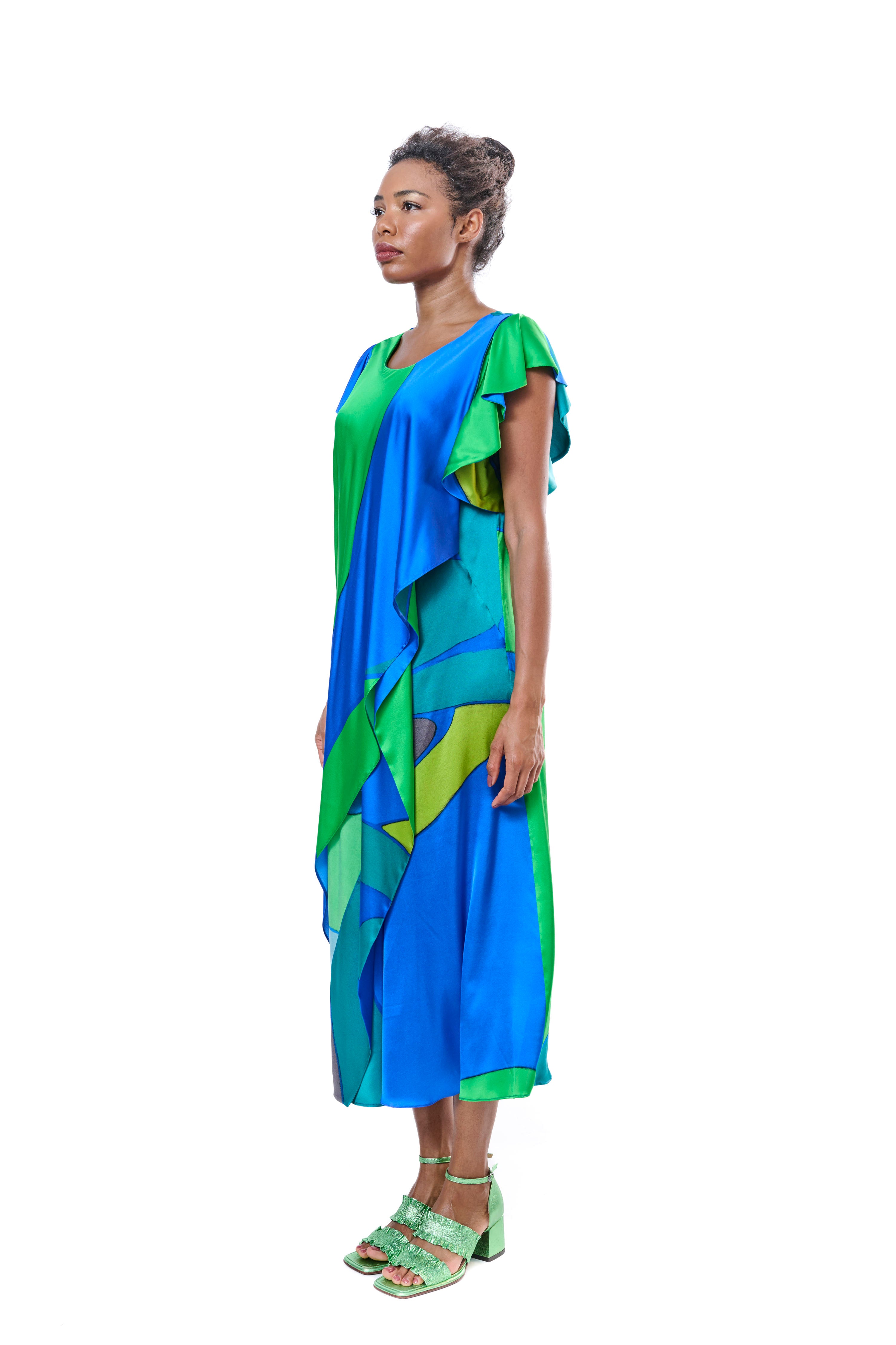 Dress Long Graphic Pure Silk