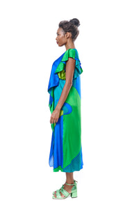 Dress Long Graphic Pure Silk