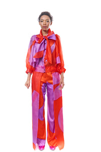 Pants Silk Red Purple