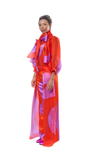 Pants Silk Red Purple